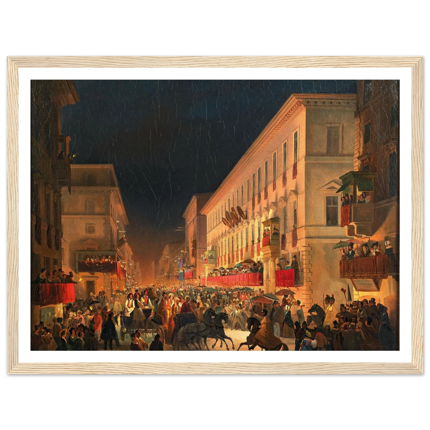Carnival In Rome, The Feast Of Moccoletti Art Print | Ippolito Caffi-Quipham Collections