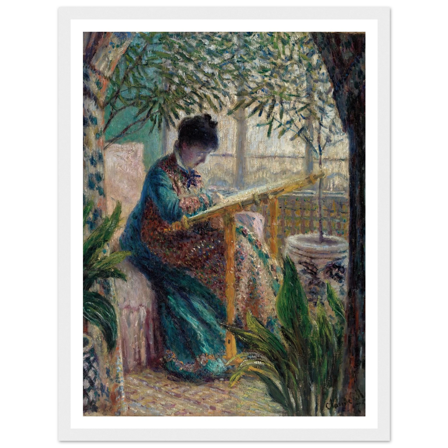 Madame Monet Embroidering (Camille au métier) (1875) Art Print | Claude Monet-Quipham Collections