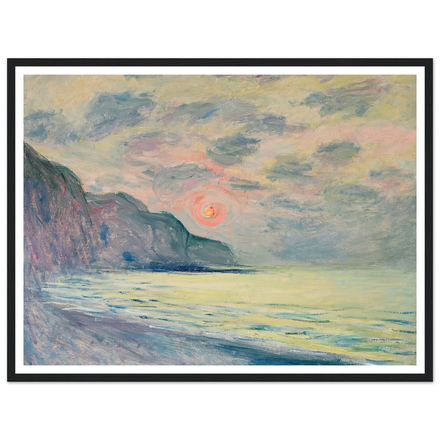 Soleil couchant, temps brumeux, Pourville (1882) Art Print | Claude Monet-Quipham Collections