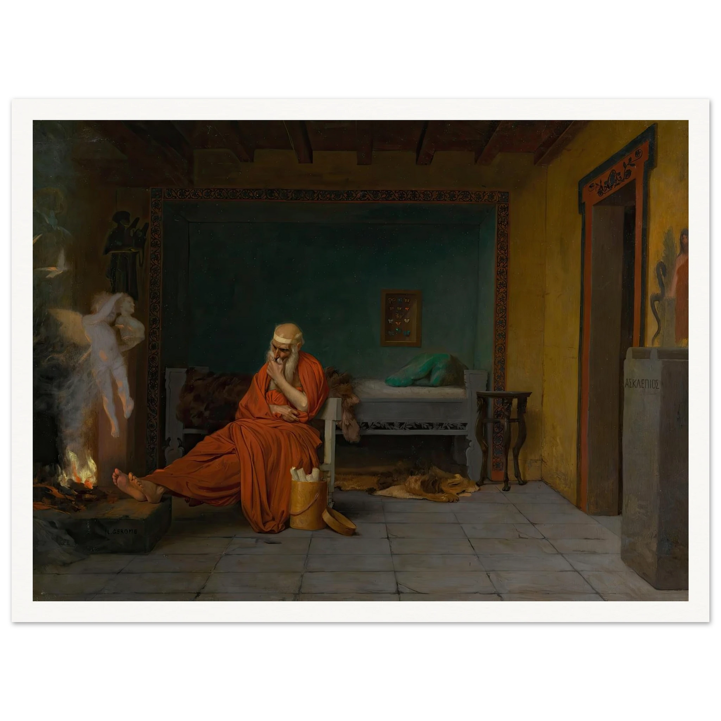 The Poet Dreams of Cupid by the Fire Art Print | Jean Leon Gerome-Quipham Collections