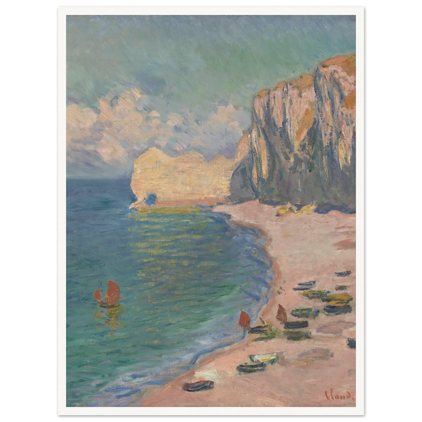Étretat, The Beach and the Falaise d’Amont (1885) Art Print | Claude Monet-Quipham Collections