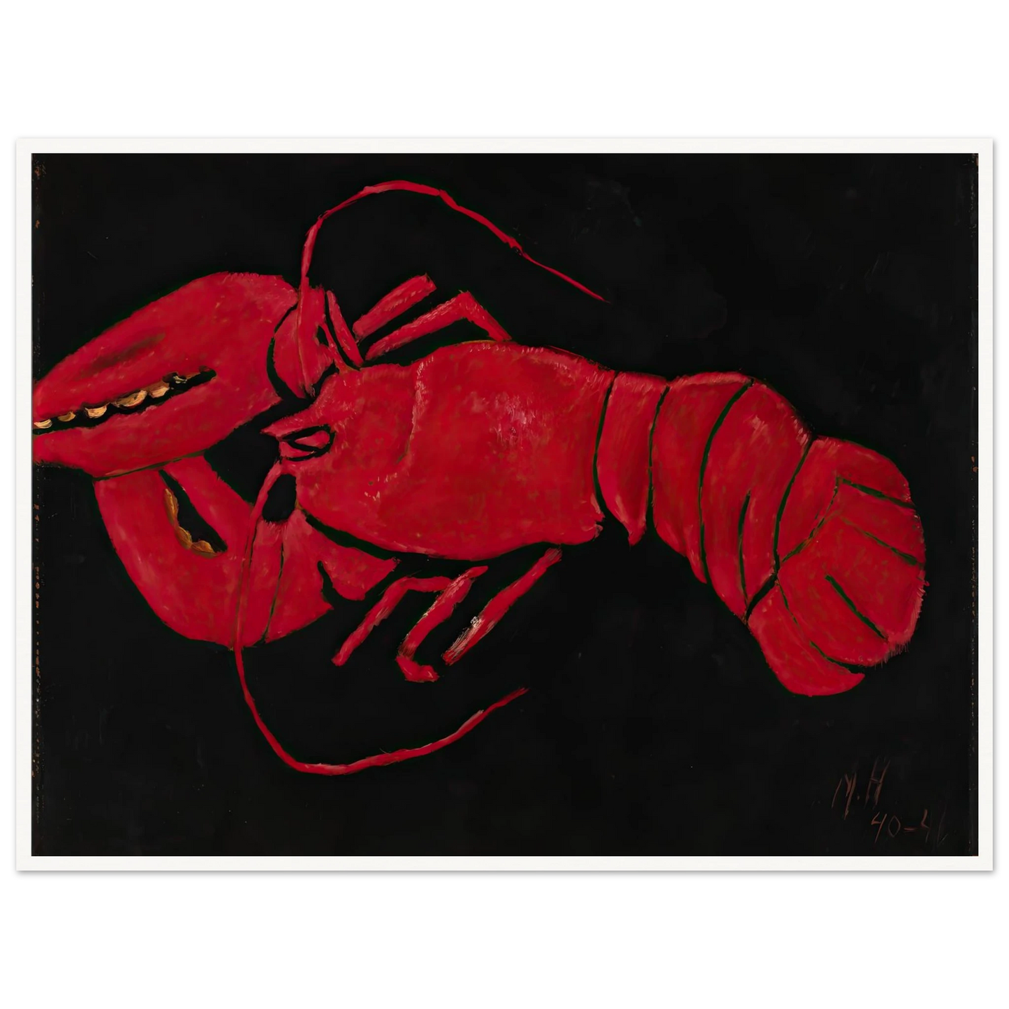 Lobster on Black Background (1940-1941) Art Print | Marsden Hartley-Quipham Collections