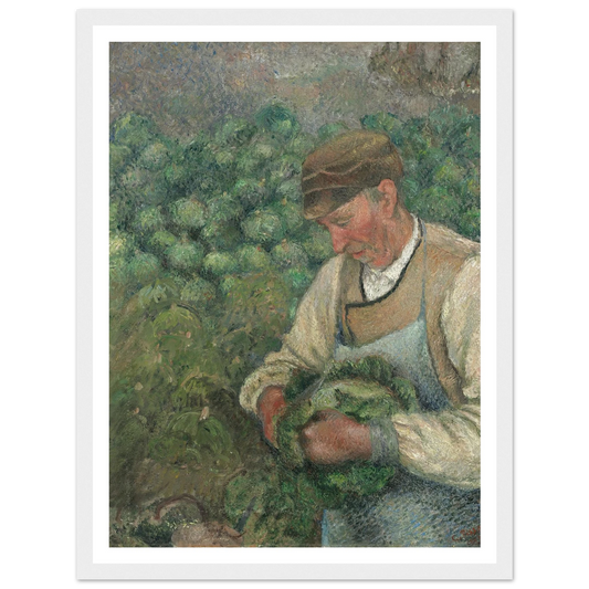 The Gardener – Old Peasant with Cabbage (1883-1895) Art Print | Camille Pissarro - Framed Poster - 30x40 cm / 12x16″ - Black frame