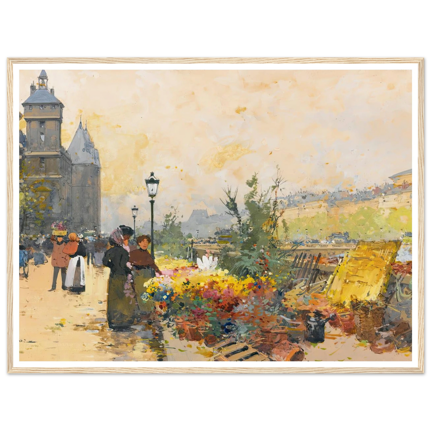 Le Marché Des Fleurs À La Cité Art Print | Eugene Galien Laloue-Quipham Collections