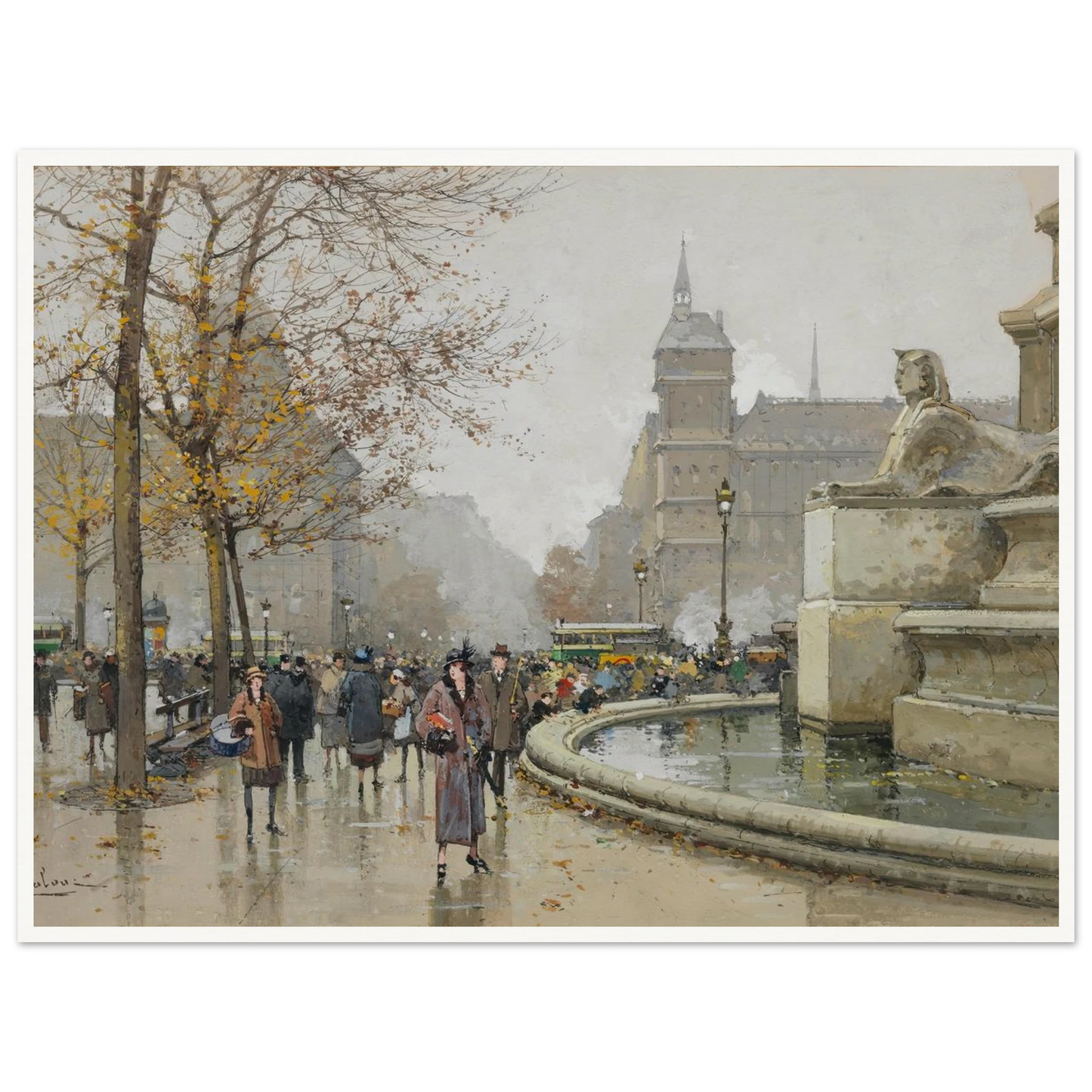La fontaine du Palmier, place du Châtelet Art Print | Eugene Galien Laloue-Quipham Collections