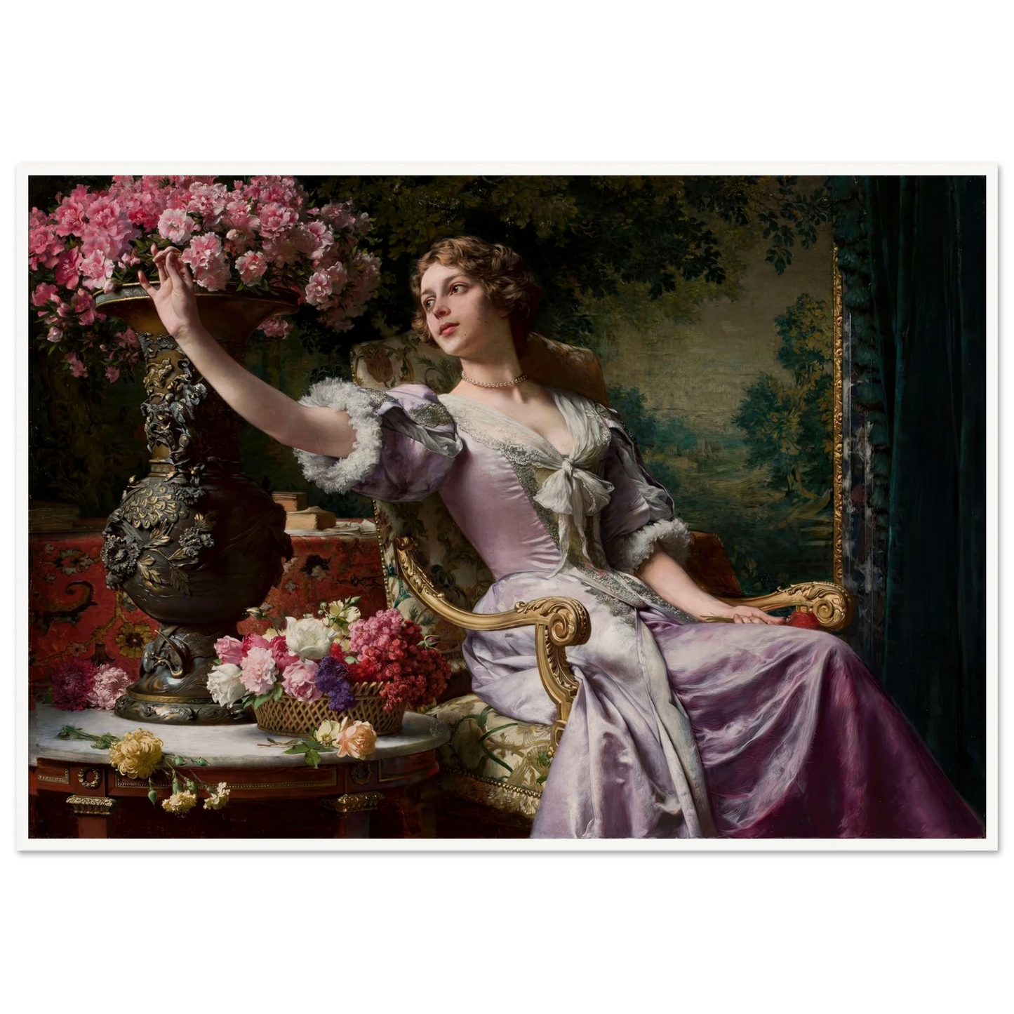 Lady in a lilac dress with flowers (1903) Art Print | Wladyslaw Czachorski-Quipham Collections