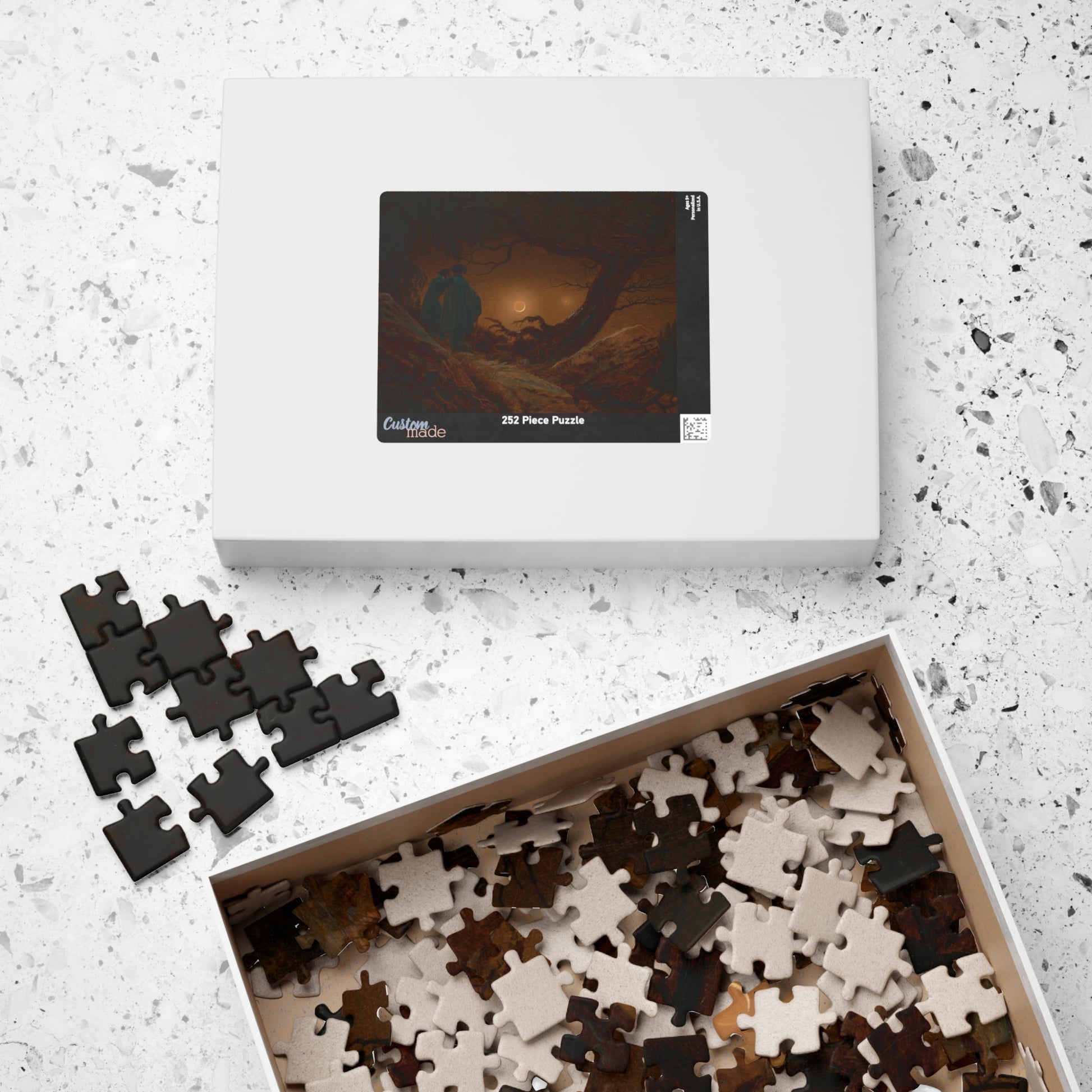 Du Homoj Kontemplante la Lunon Puzzle | Caspar David Friedrich-Quipham Collections