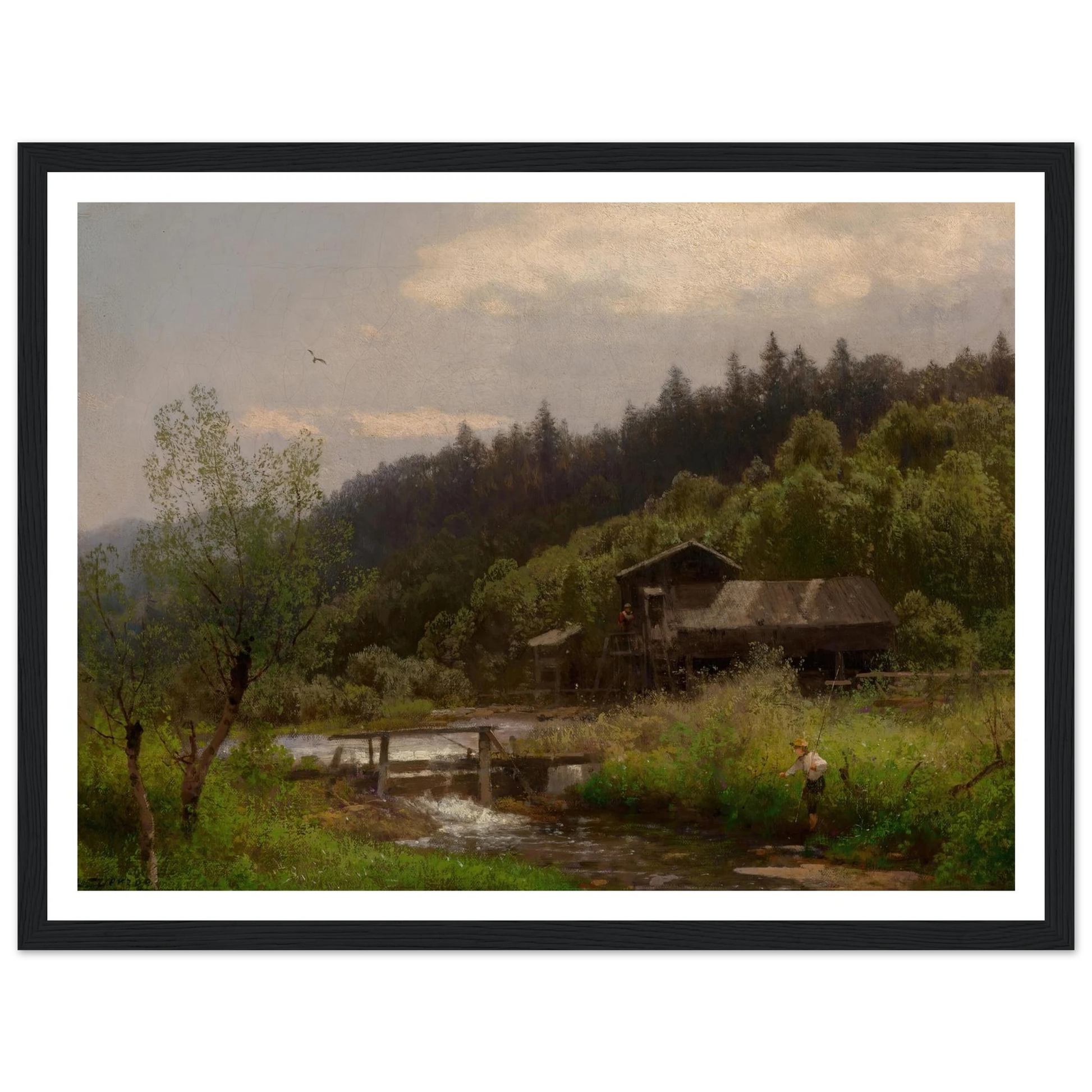Farm House by the Creek Art Print | Hermann Ottomar Herzog-Quipham Collections