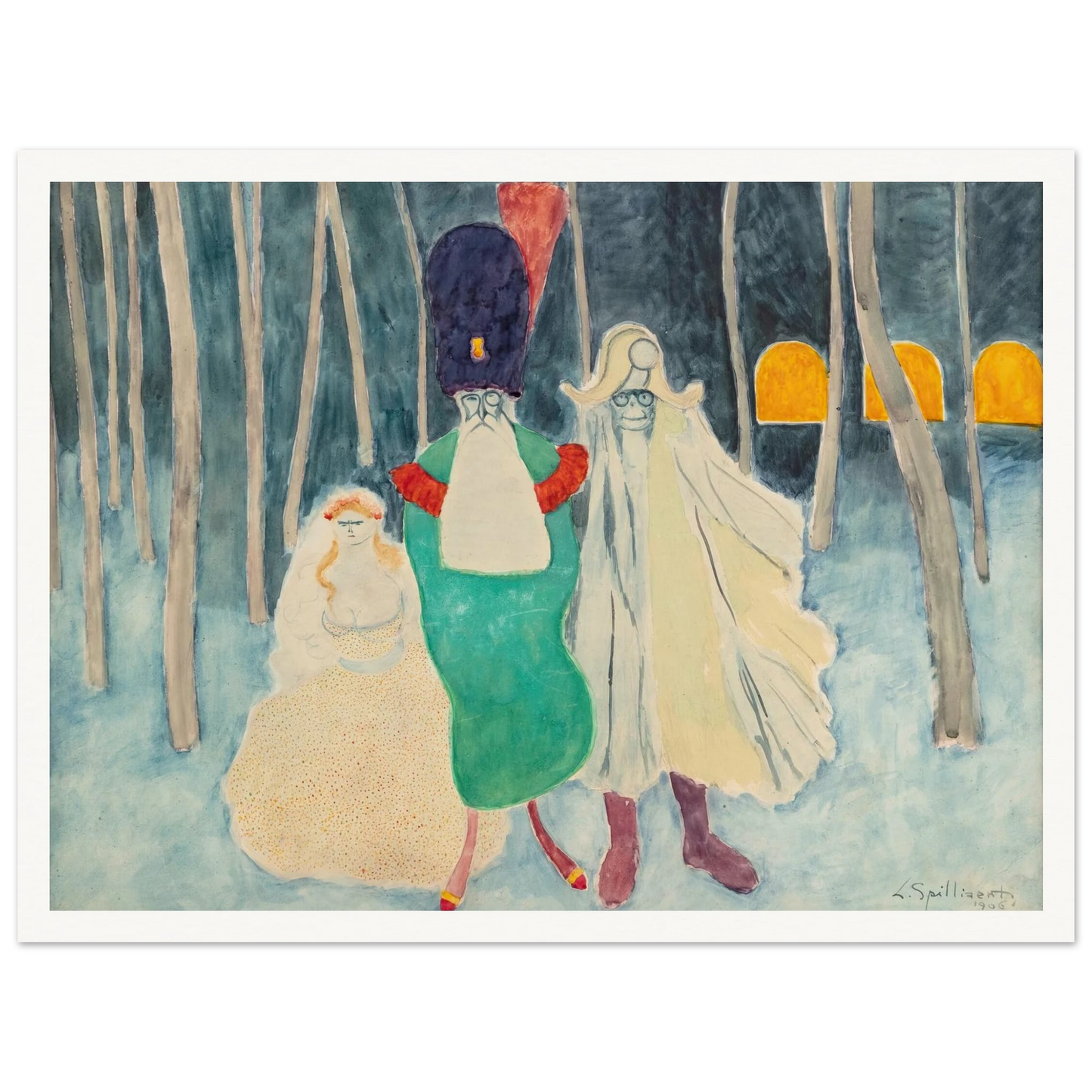 Mascarade. Léopold II, Napoléon et la bouquetière (1906) Art Print | Leon Spilliaert-Quipham Collections