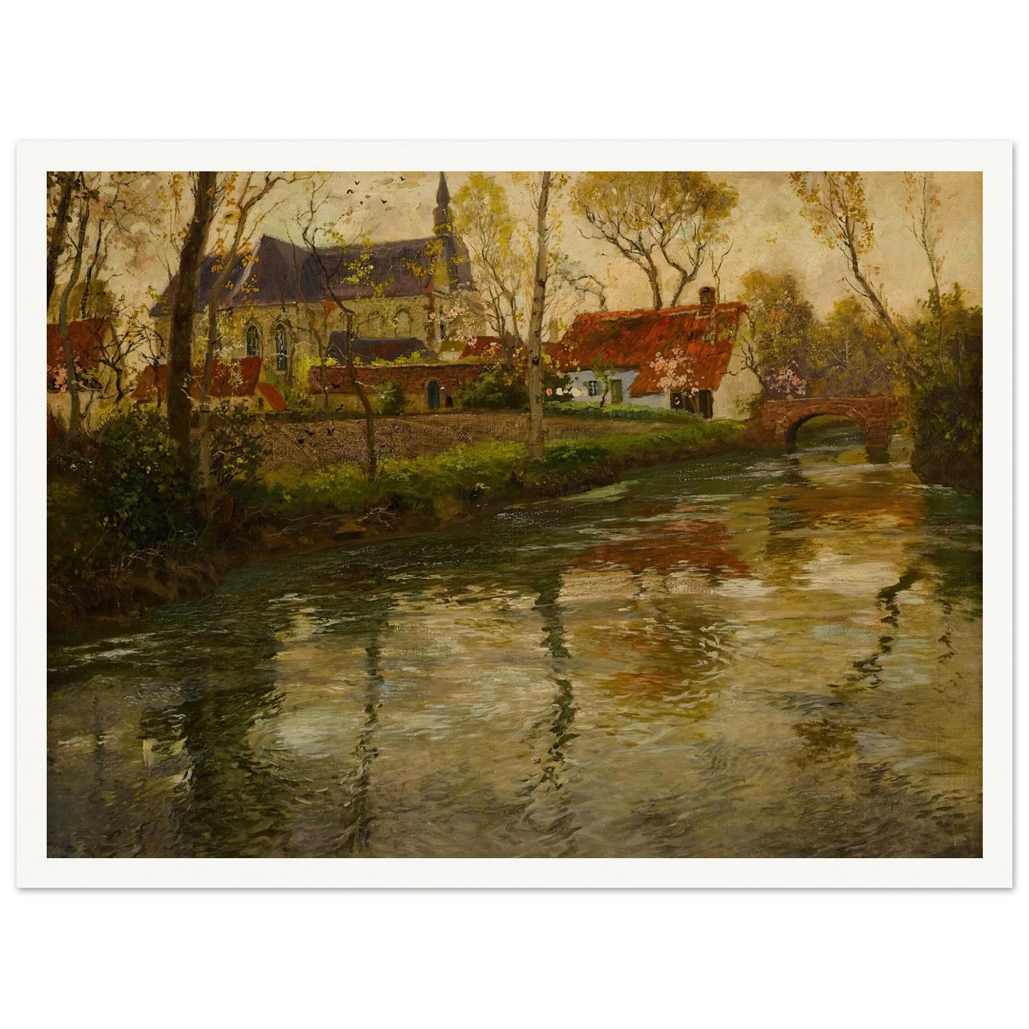 A River Landscape with a Church Beyond Art Print | Frits Thaulow-Quipham Collections