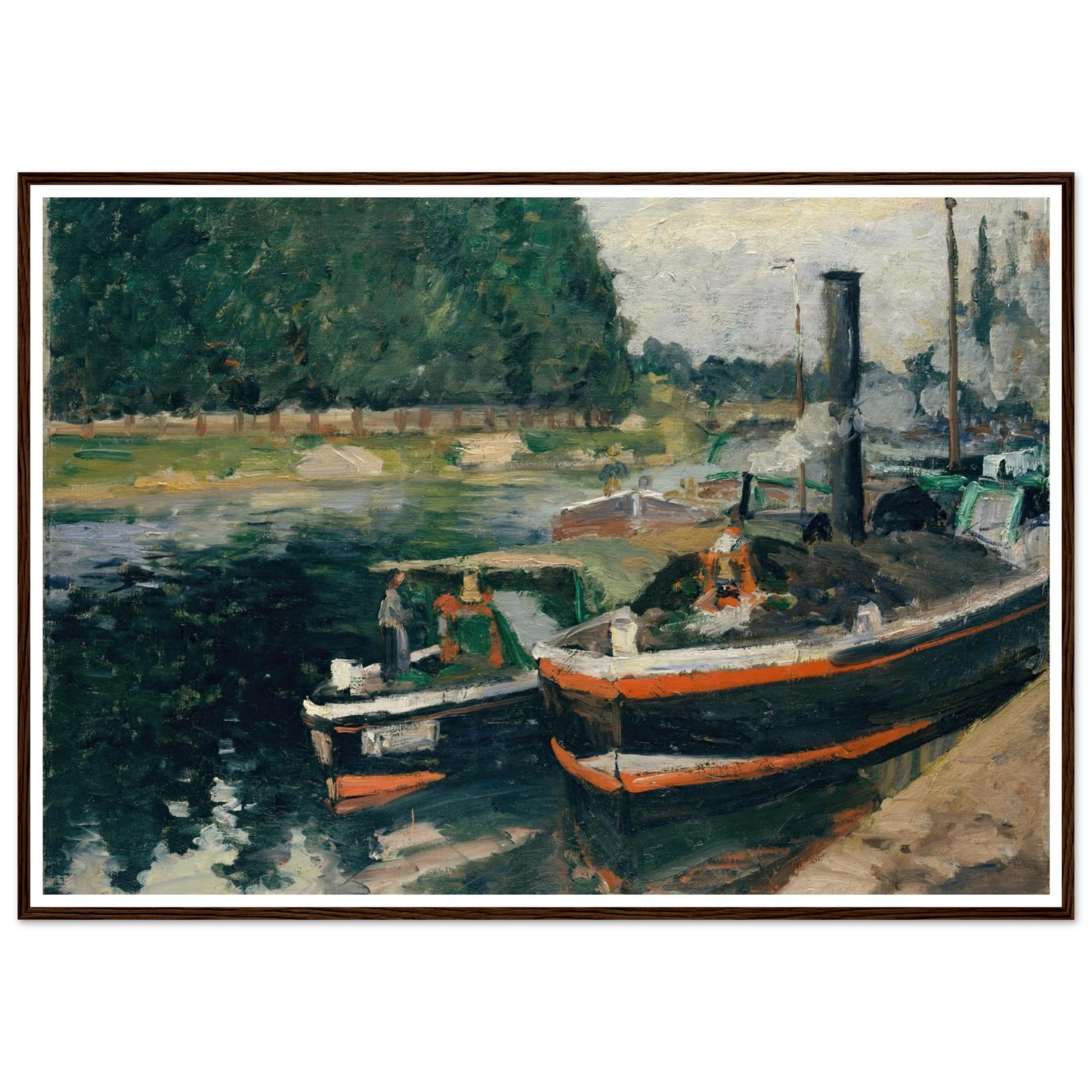 Barges at Pontoise (1876) Art Print | Camille Pissarro-Quipham Collections