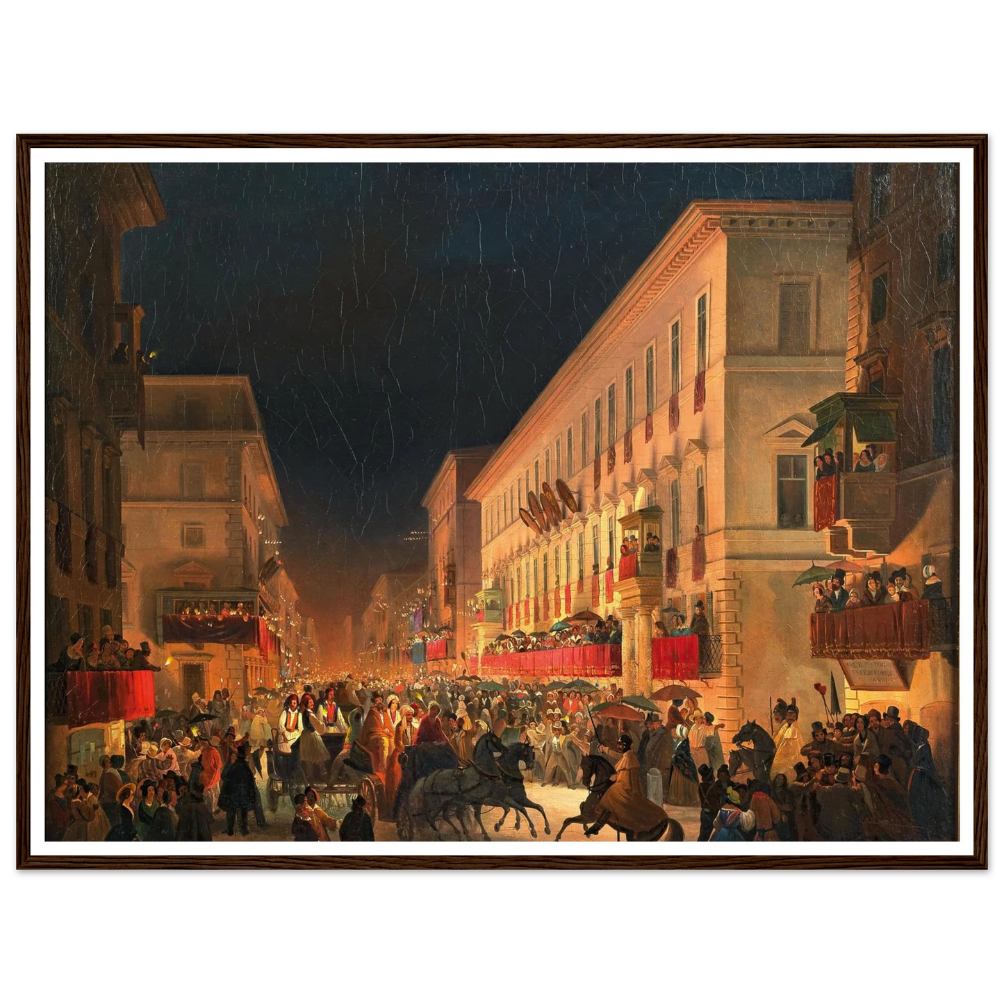 Carnival In Rome, The Feast Of Moccoletti Art Print | Ippolito Caffi-Quipham Collections