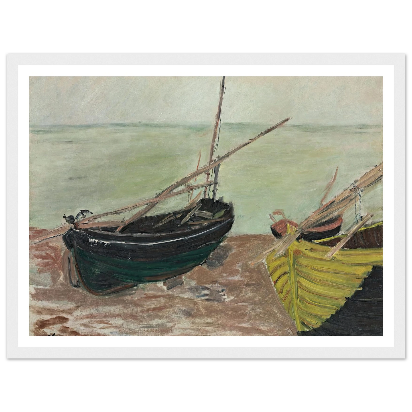 Étude de bateaux sur la plage d’Étretat (1885) Art Print | Claude Monet-Quipham Collections