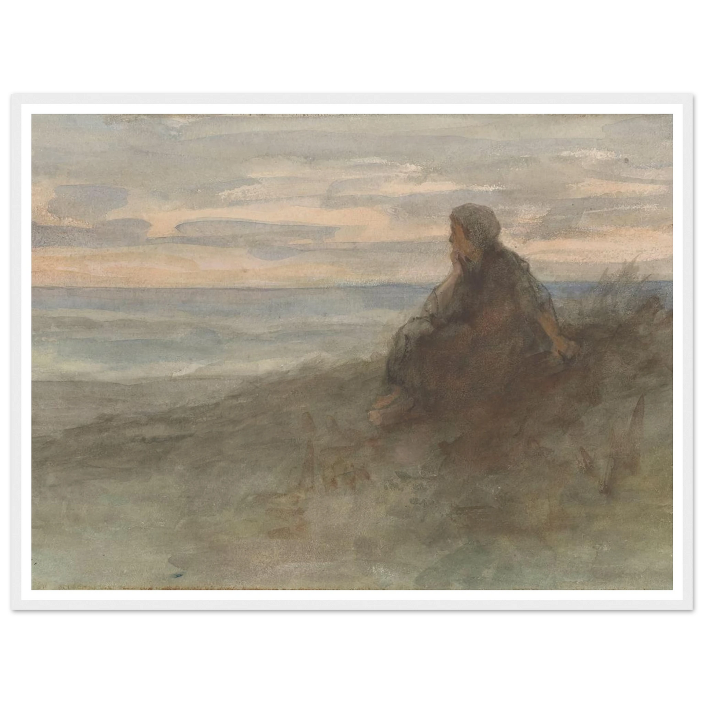 Zittende vrouw op een duin bij zee (c. 1834 - c. 1911) Art Print | Jozef Israels-Quipham Collections