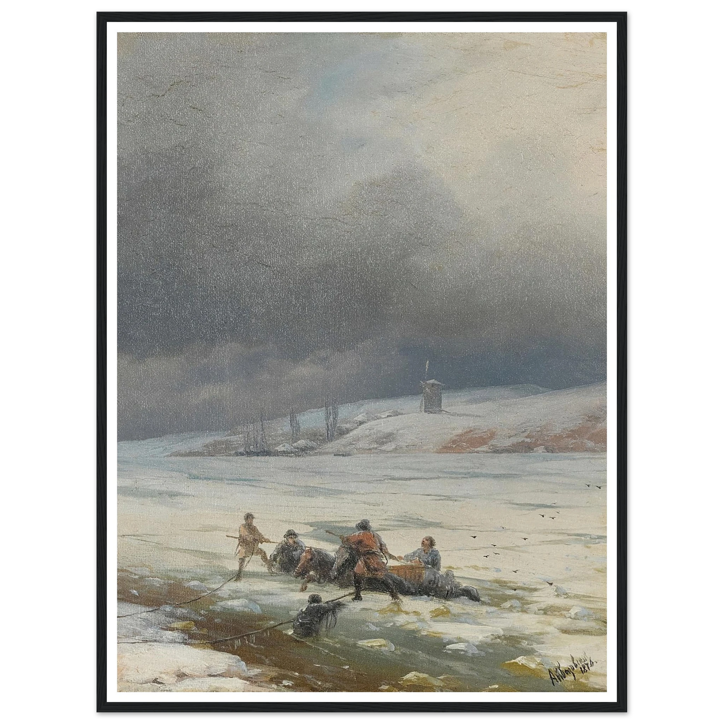 Hauling a Horse and Cart out of the Ice (1876) Art Print | Ivan Konstantinovich Aivazovsky-Quipham Collections