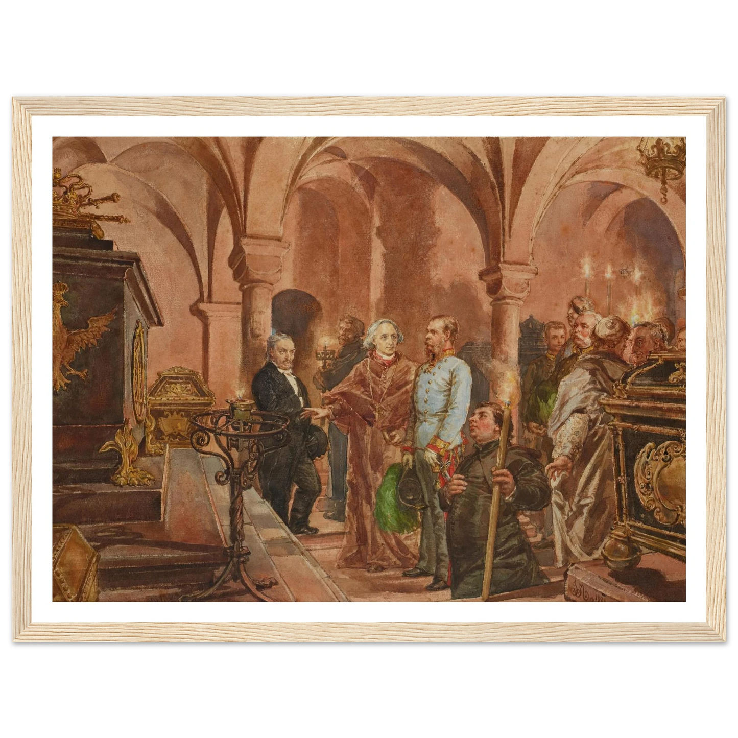 The Emperor in Front of the Sarcophagus of John III Sobieski in Saint Leonard’s Crypt under the Wawel Cathedral (1881) Art Print | Jan Matejko-Quipham Collections