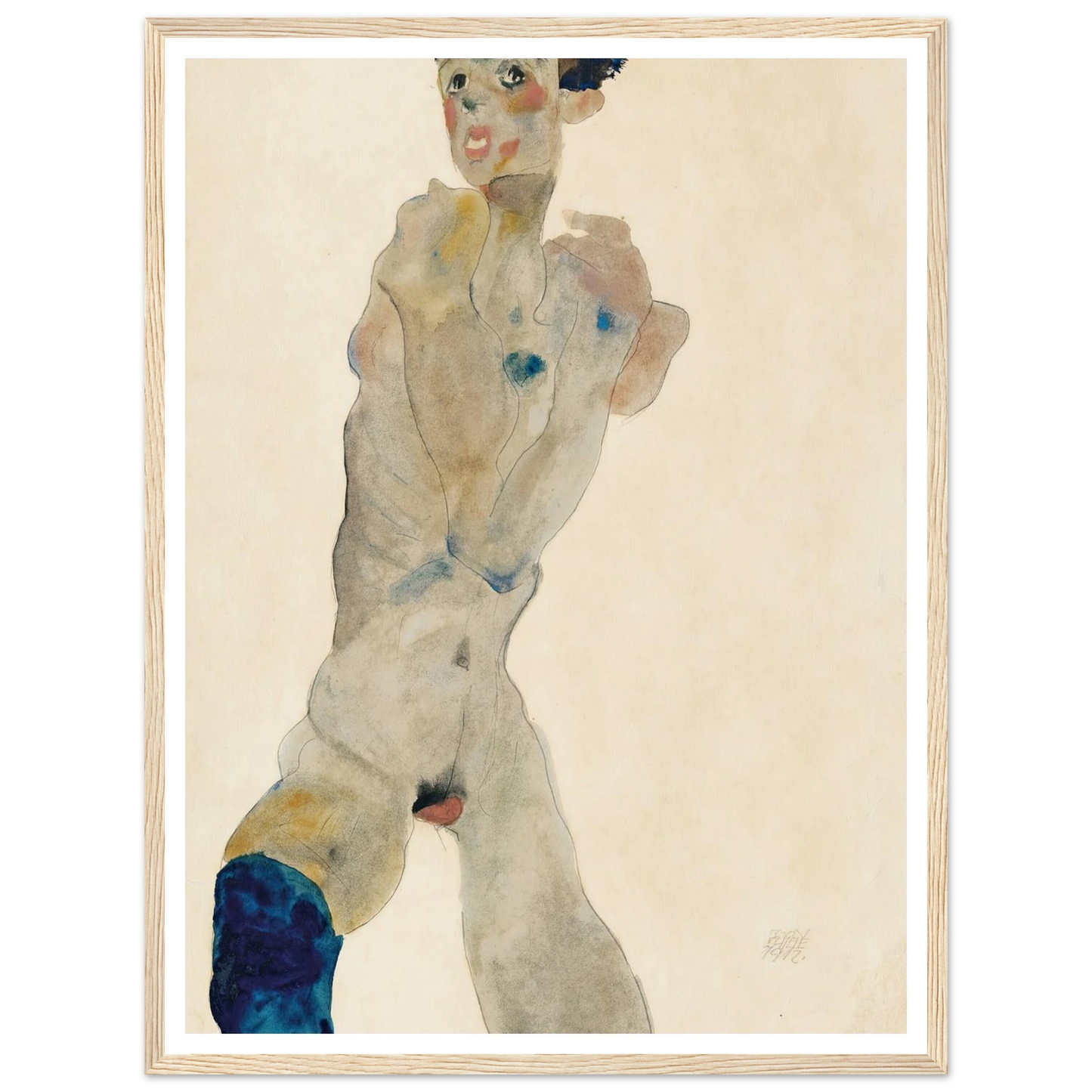Stehender männlicher Akt mit verschränkten Armen (Selbstportrait) (1912) Art Print | Egon Schiele-Quipham Collections