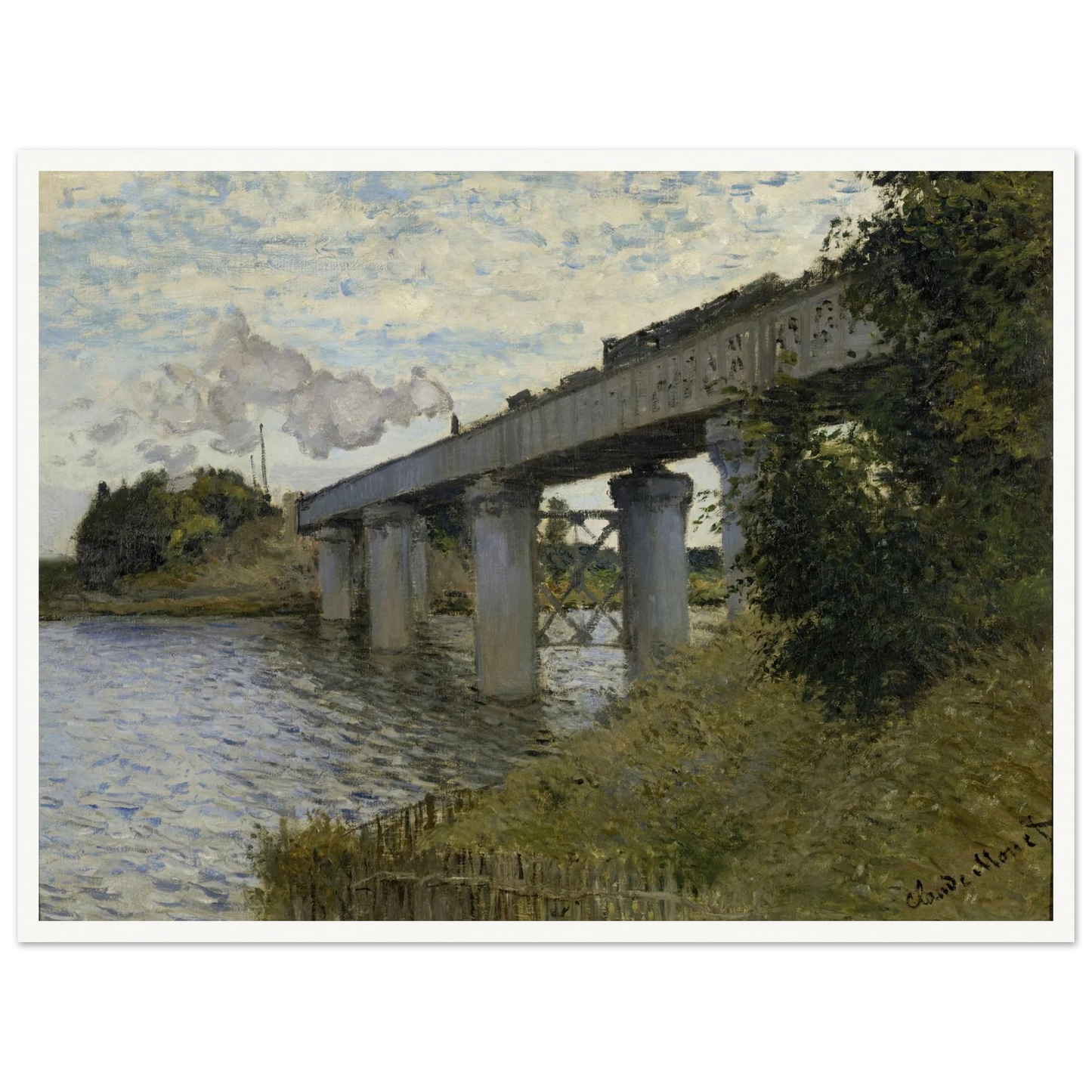 The Railroad bridge in Argenteuil (1873 - 1874) Art Print | Claude Monet-Quipham Collections