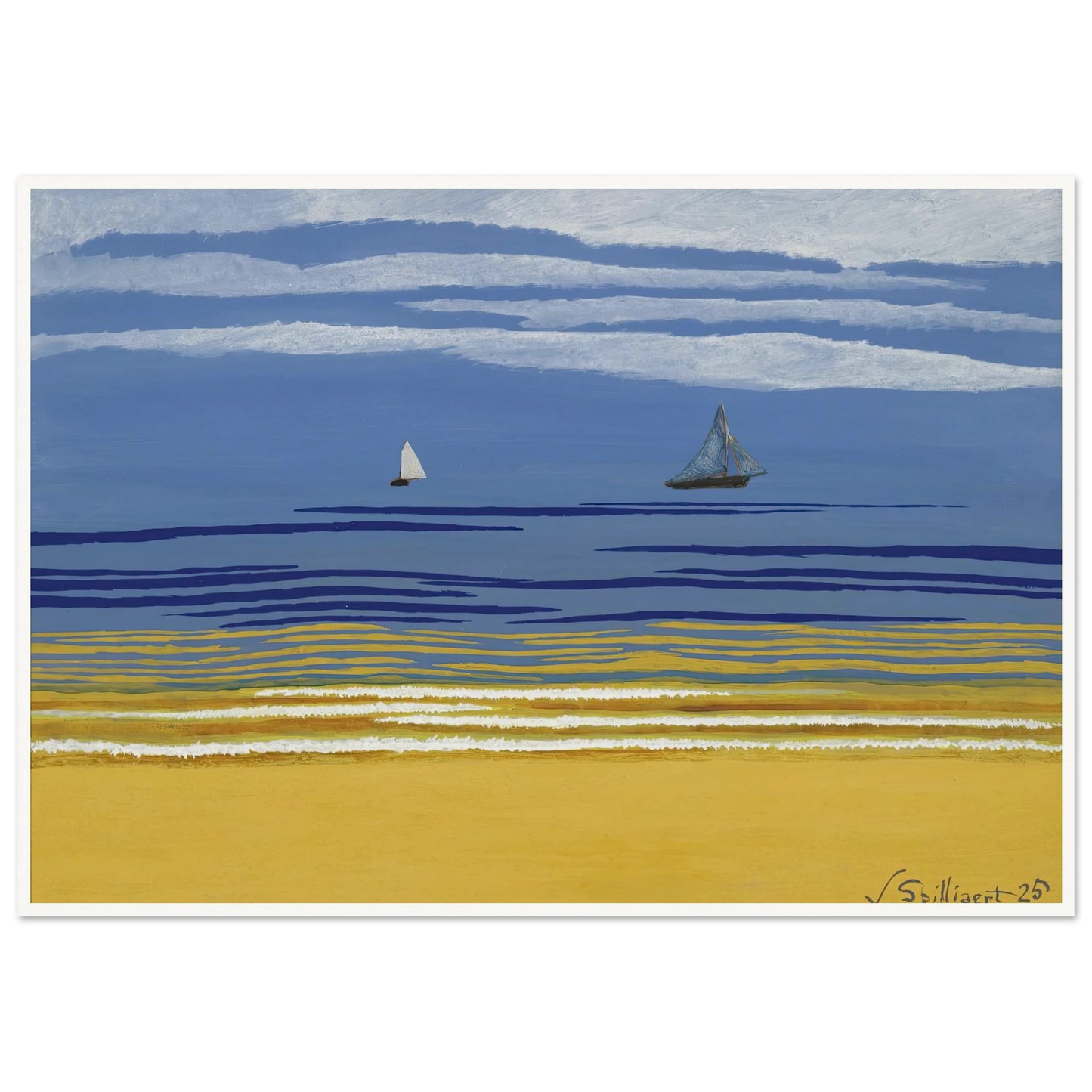 Marine avec bateaux à voiles (1925) Art Print | Leon Spilliaert-Quipham Collections