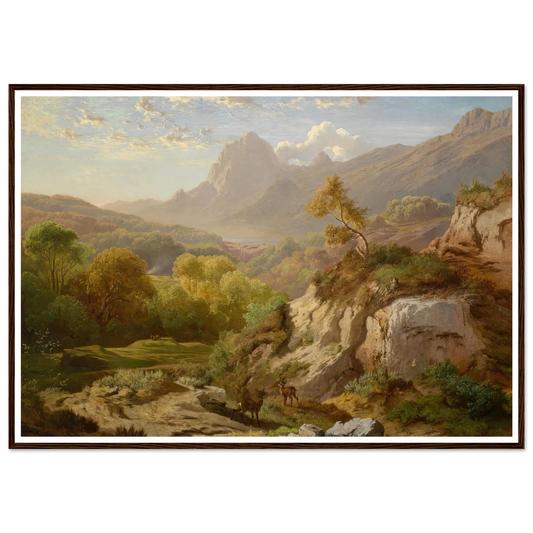 Rotwild in einer weiten Gebirgslandschaft Art Print | Albert Zimmermann-Quipham Collections