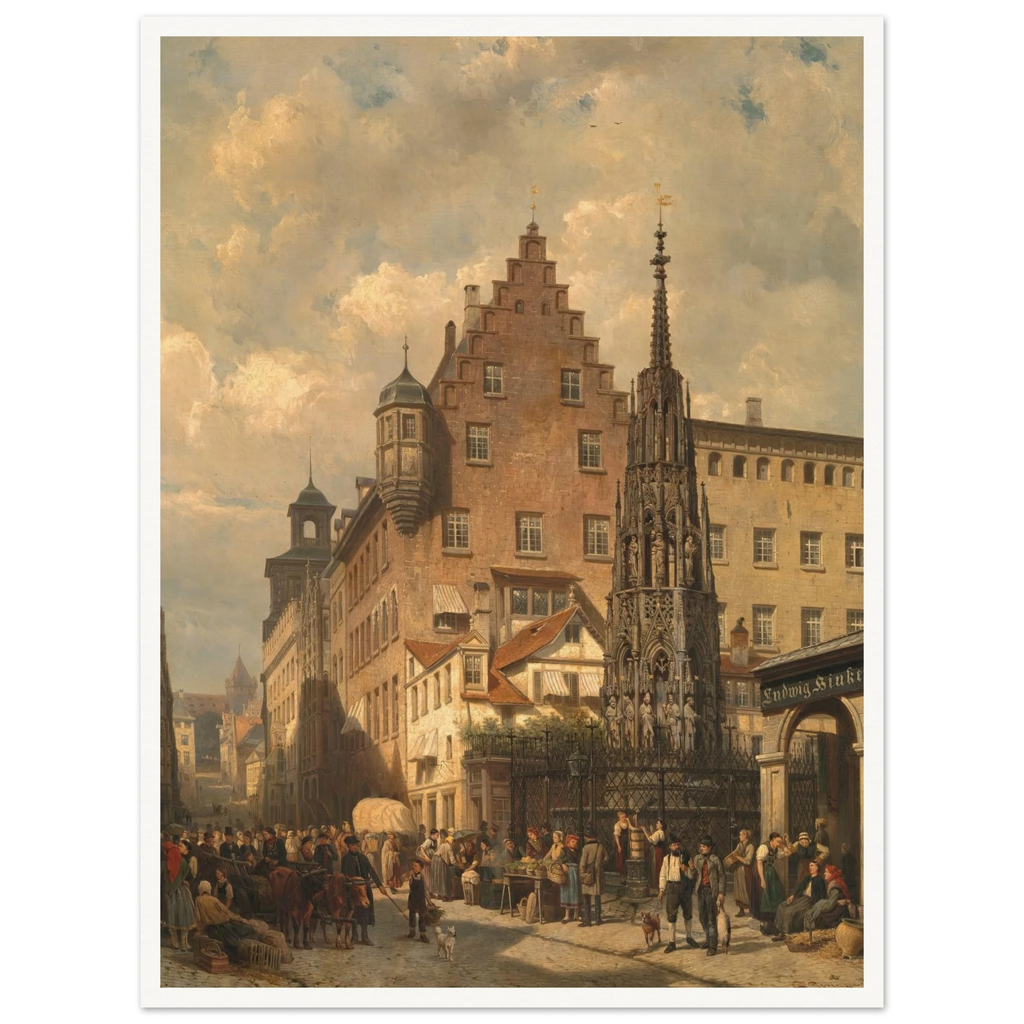 ‘Der Schöne Brunnen’ in Nuremberg (1876) Art Print | Cornelis Springer-Quipham Collections