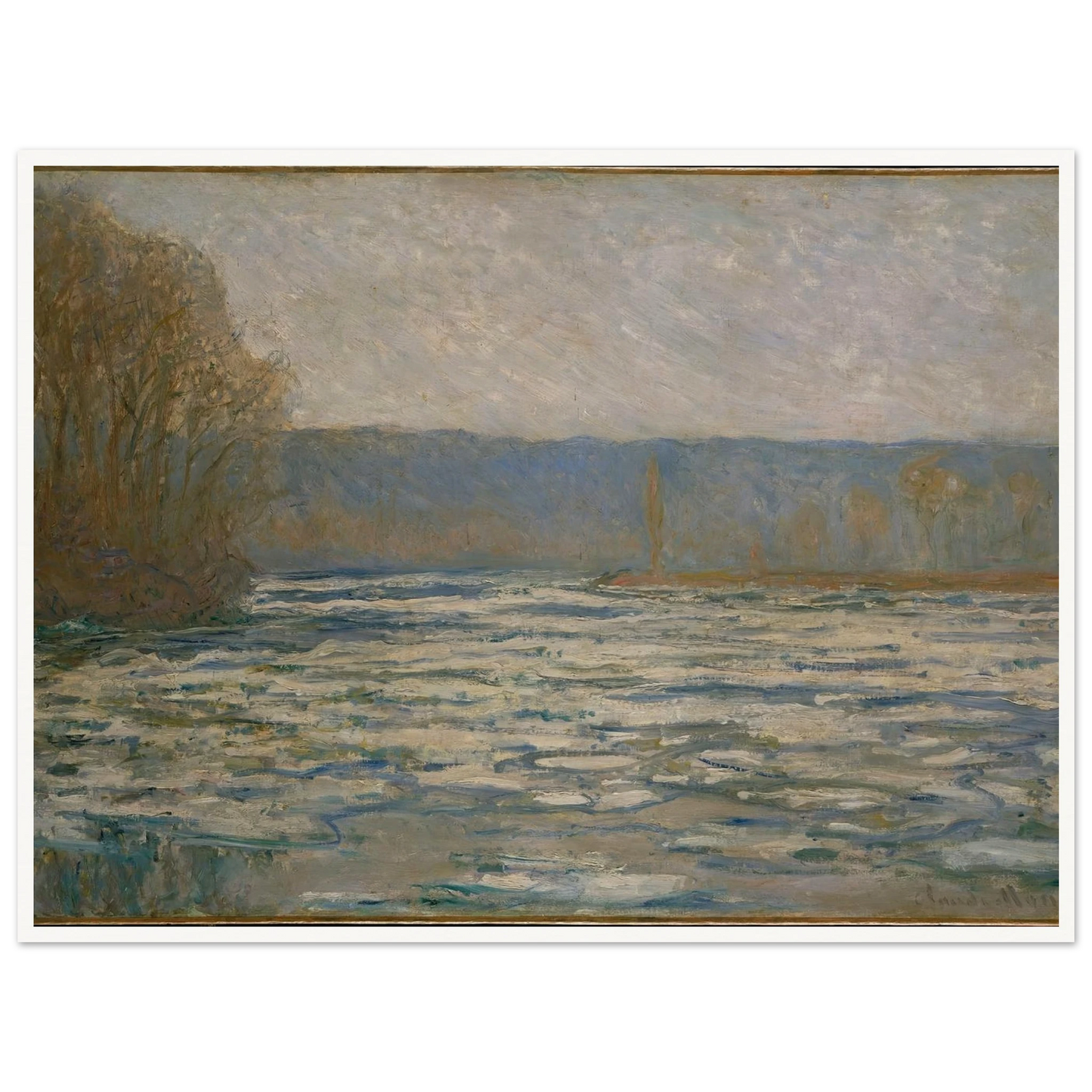 Ice breaking up on the Seine near Bennecourt (1893) Art Print | Claude Monet-Quipham Collections