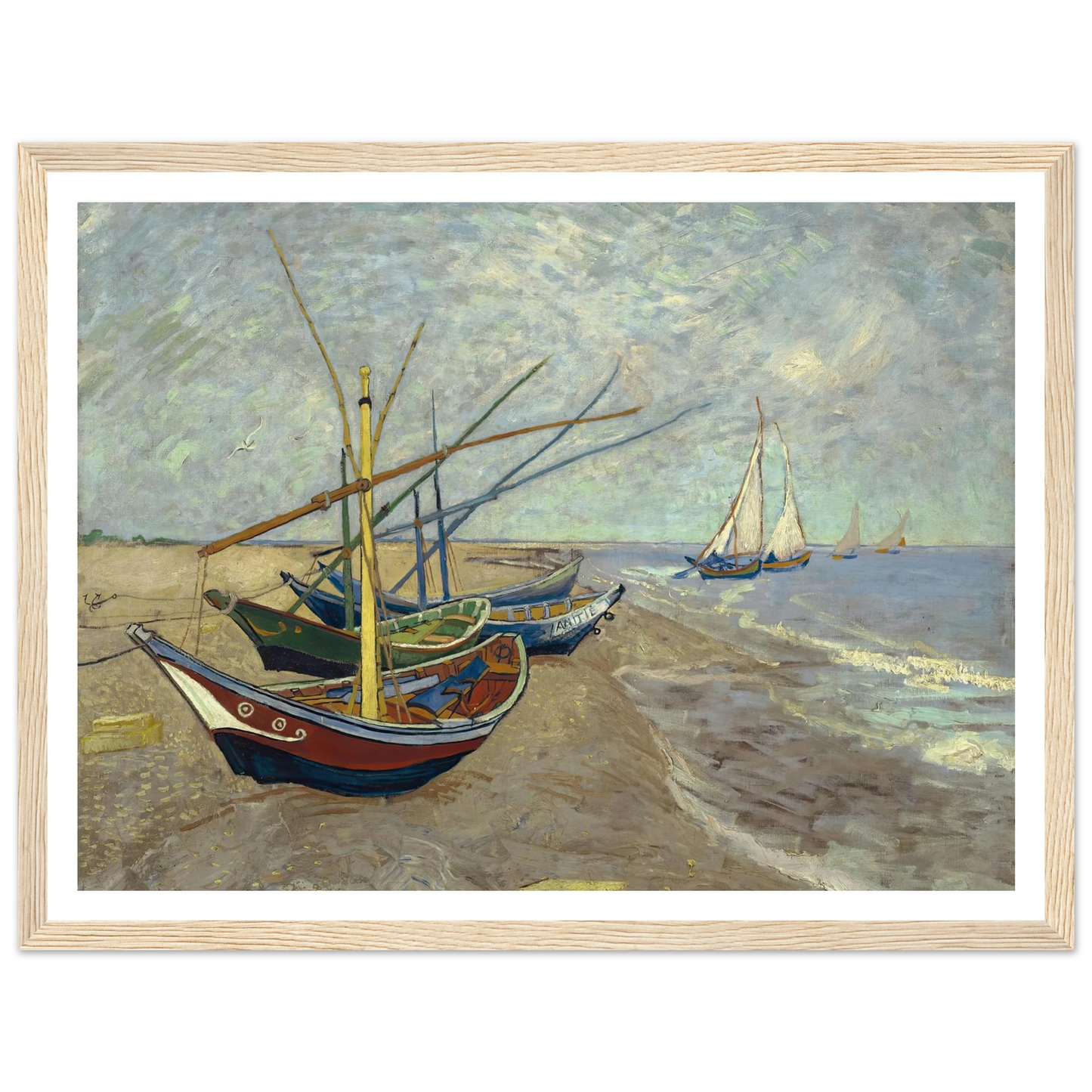 Fishing boats on the beach at Les Saintes-Maries-de-la-Mer (1888) Art Print | Vincent van Gogh-Quipham Collections
