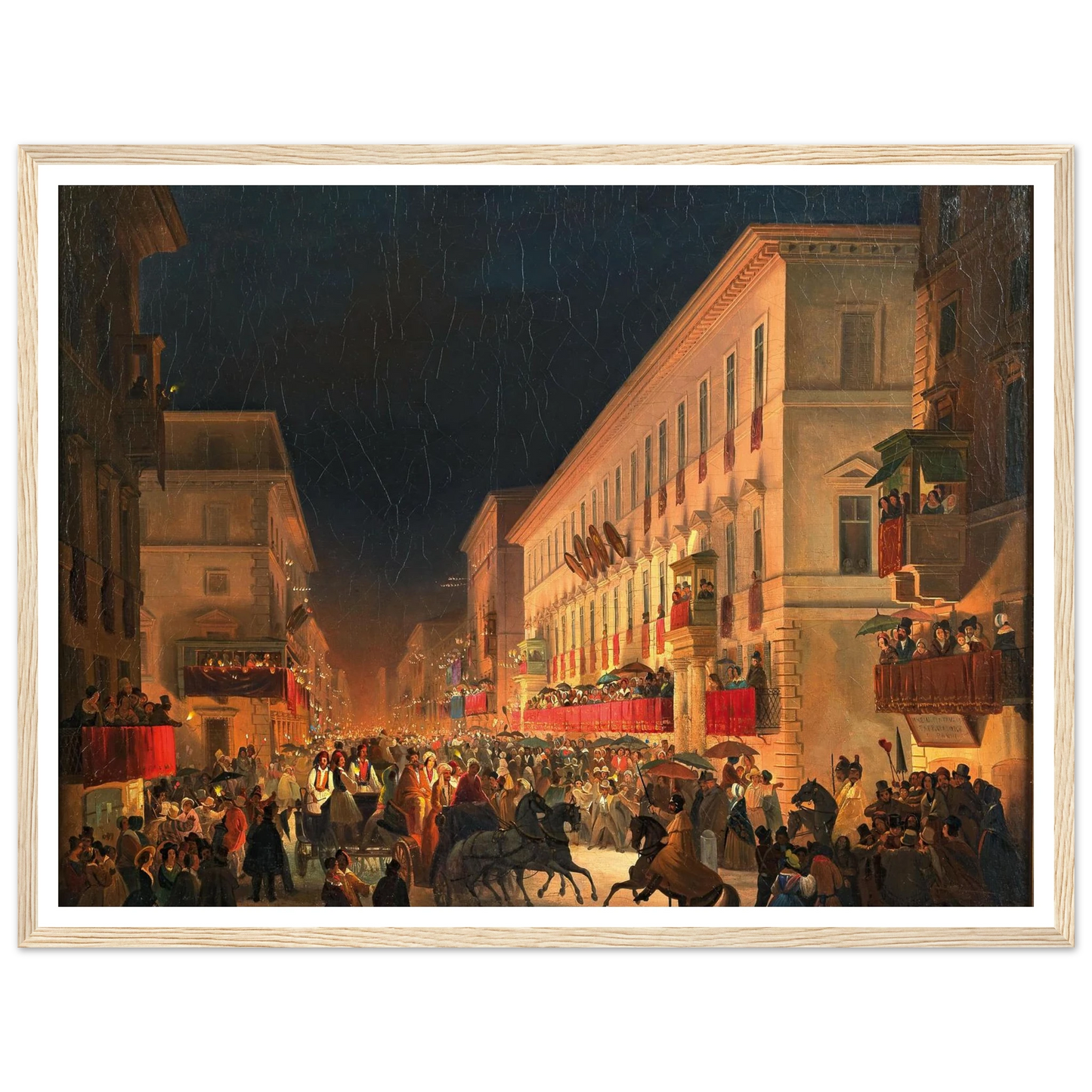 Carnival In Rome, The Feast Of Moccoletti Art Print | Ippolito Caffi-Quipham Collections