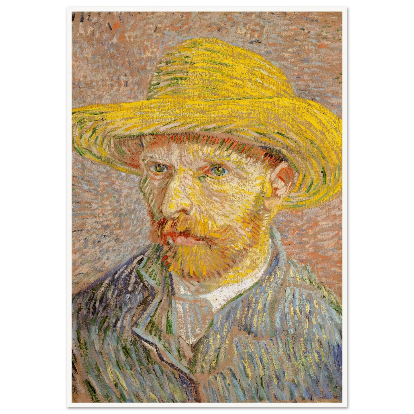 Self-Portrait with a Straw Hat (1887) Art Print | Vincent van Gogh-Quipham Collections