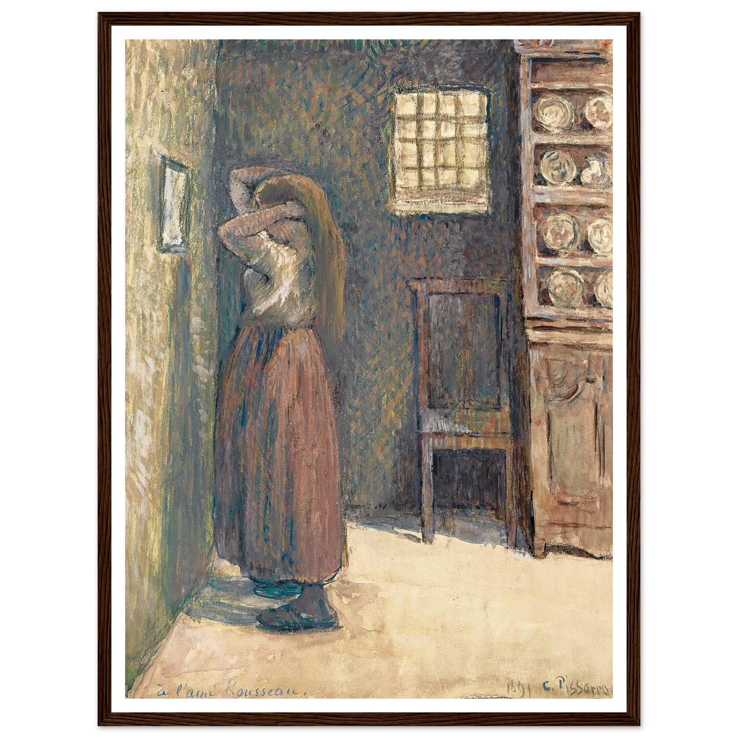 Jeune Paysanne Se Coiffant (1891) Art Print | Camille Pissarro-Quipham Collections