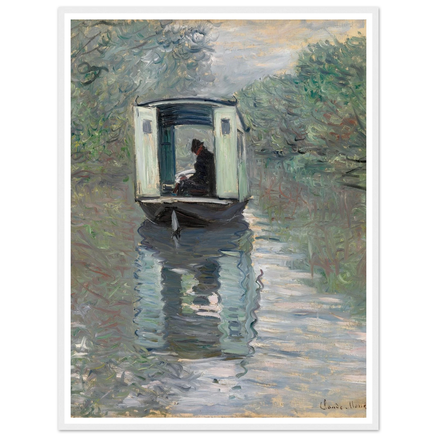 The Studio Boat (Le Bateau-atelier) (1876) Art Print | Claude Monet-Quipham Collections