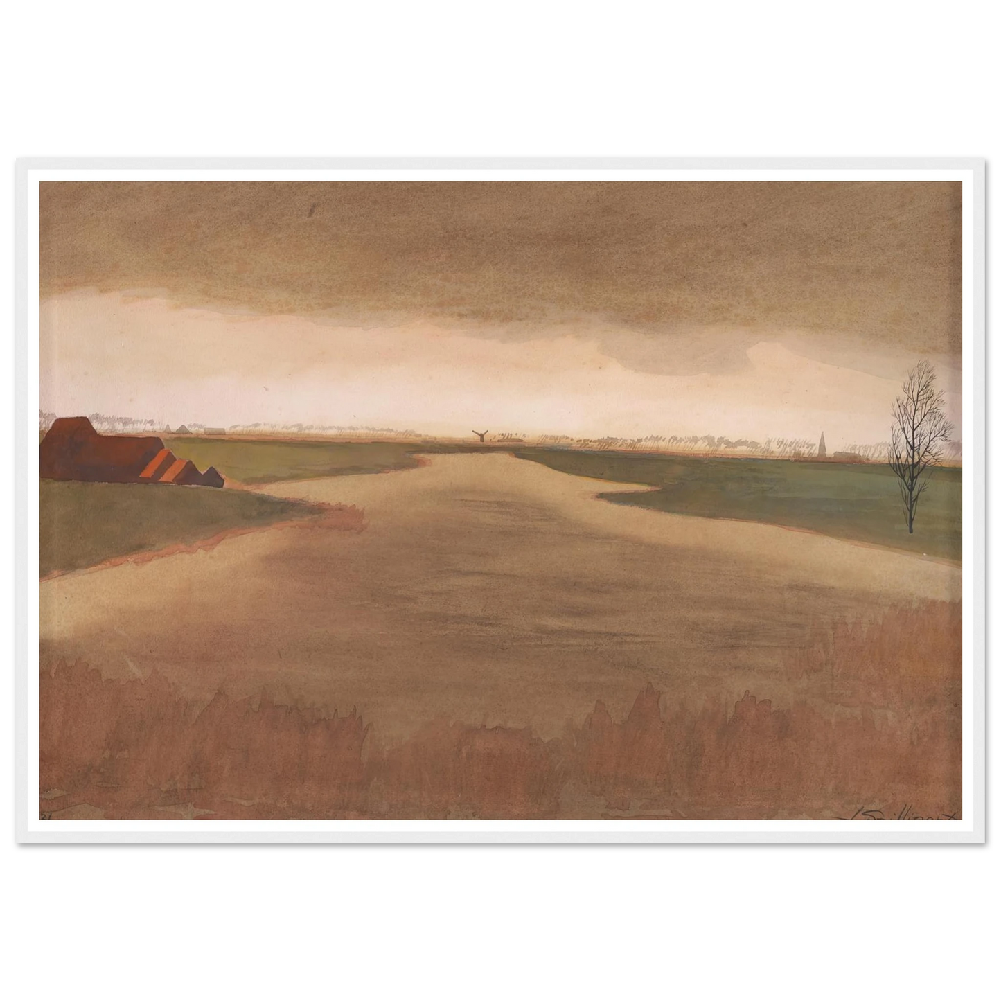 Landschap – Keignaertkreek te Zandvoorde (1931) Art Print | Leon Spilliaert-Quipham Collections