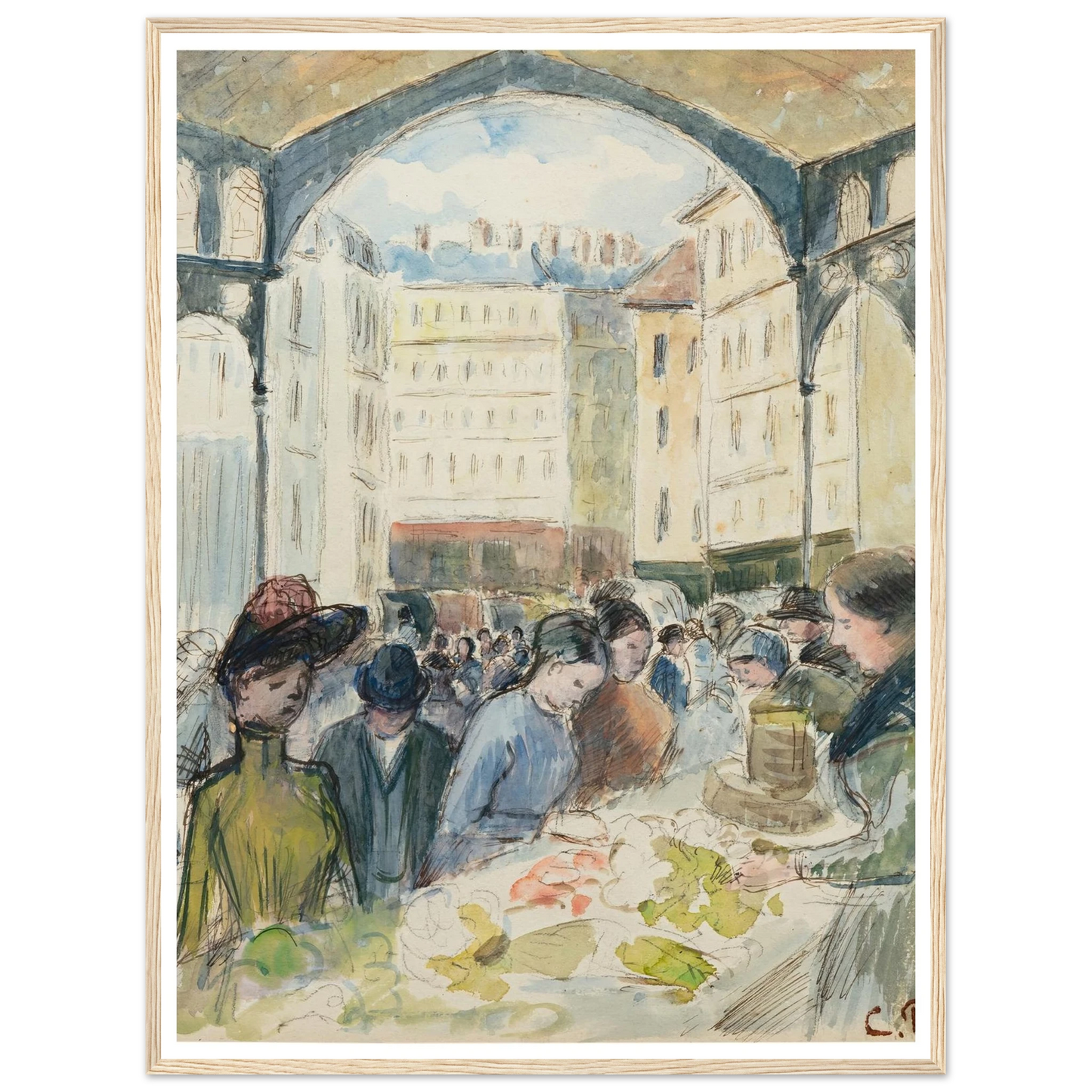 Les Halles centrales; le marché aux légumes Art Print | Camille Pissarro-Quipham Collections
