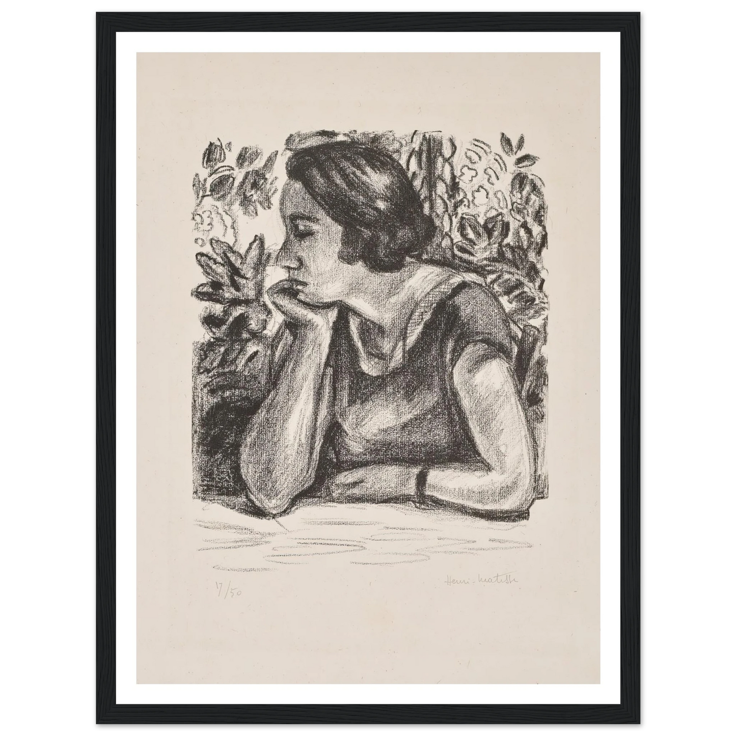 Visage de profil reposant sur un bras (1924) Art Print | Henri Matisse-Quipham Collections
