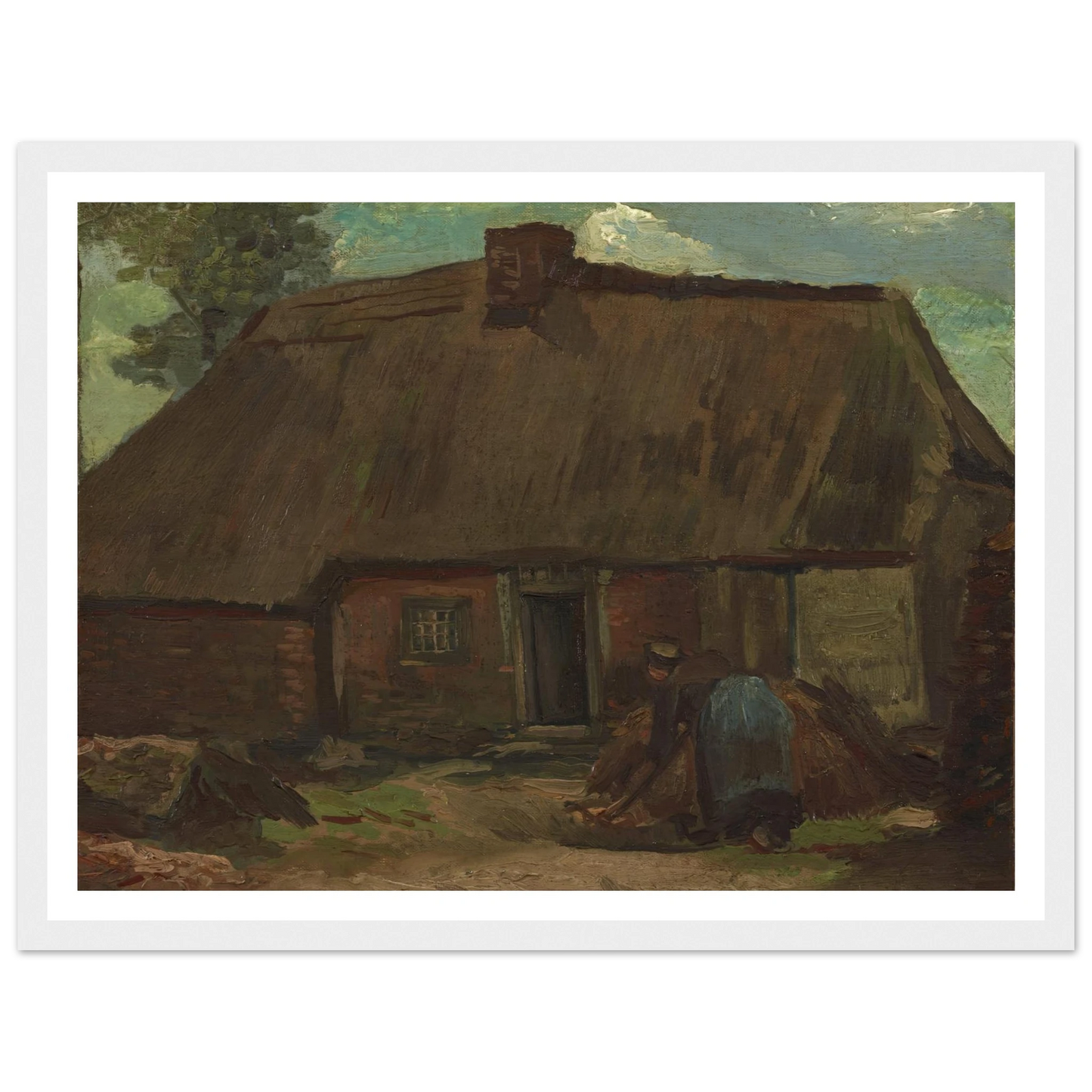 Cottage with Peasant Woman Digging (1885) Art Print | Vincent van Gogh-Quipham Collections