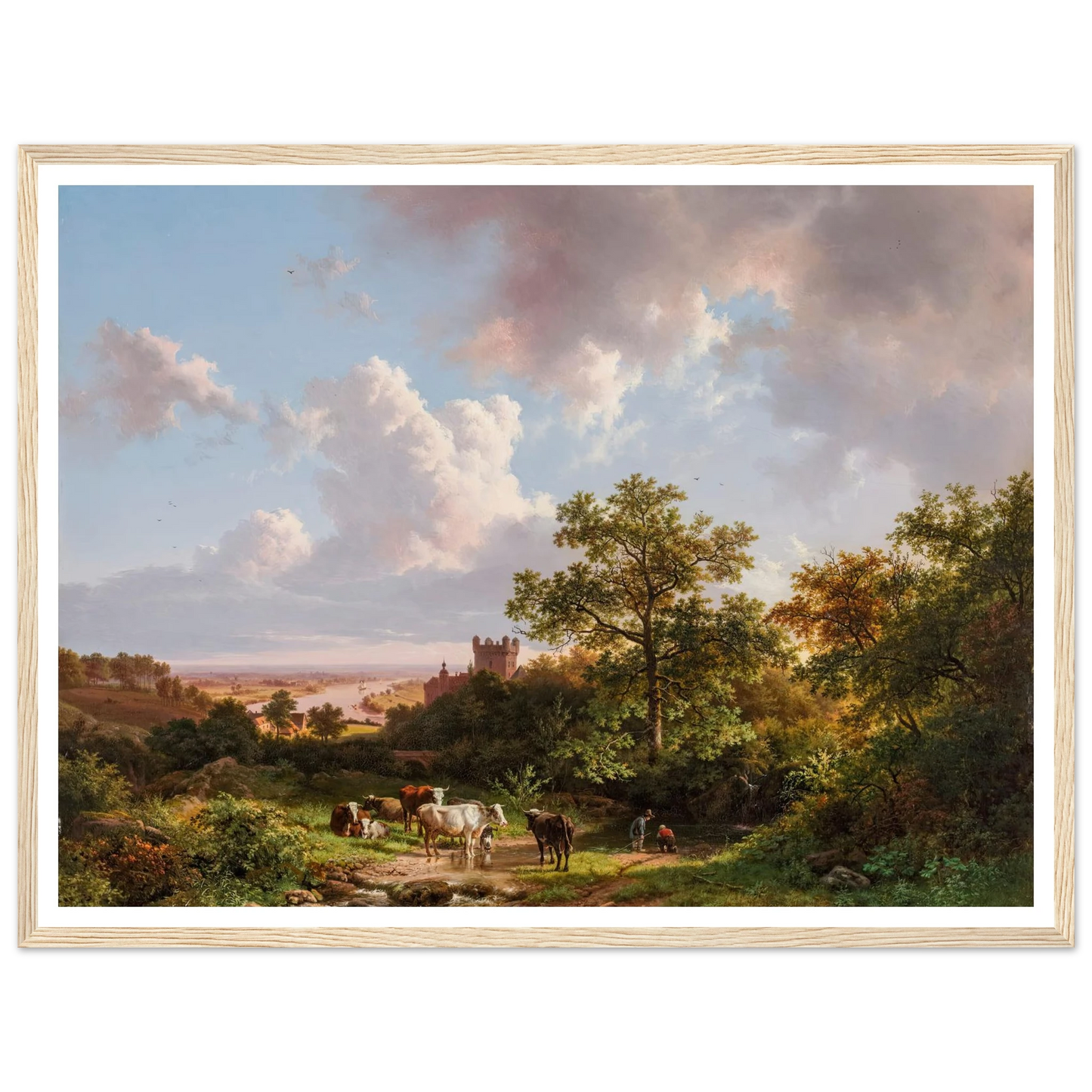 A panoramic landscape with a view on the Middle-Rhine with a castle (1841) Art Print | Barend Cornelis Koekkoek-Quipham Collections