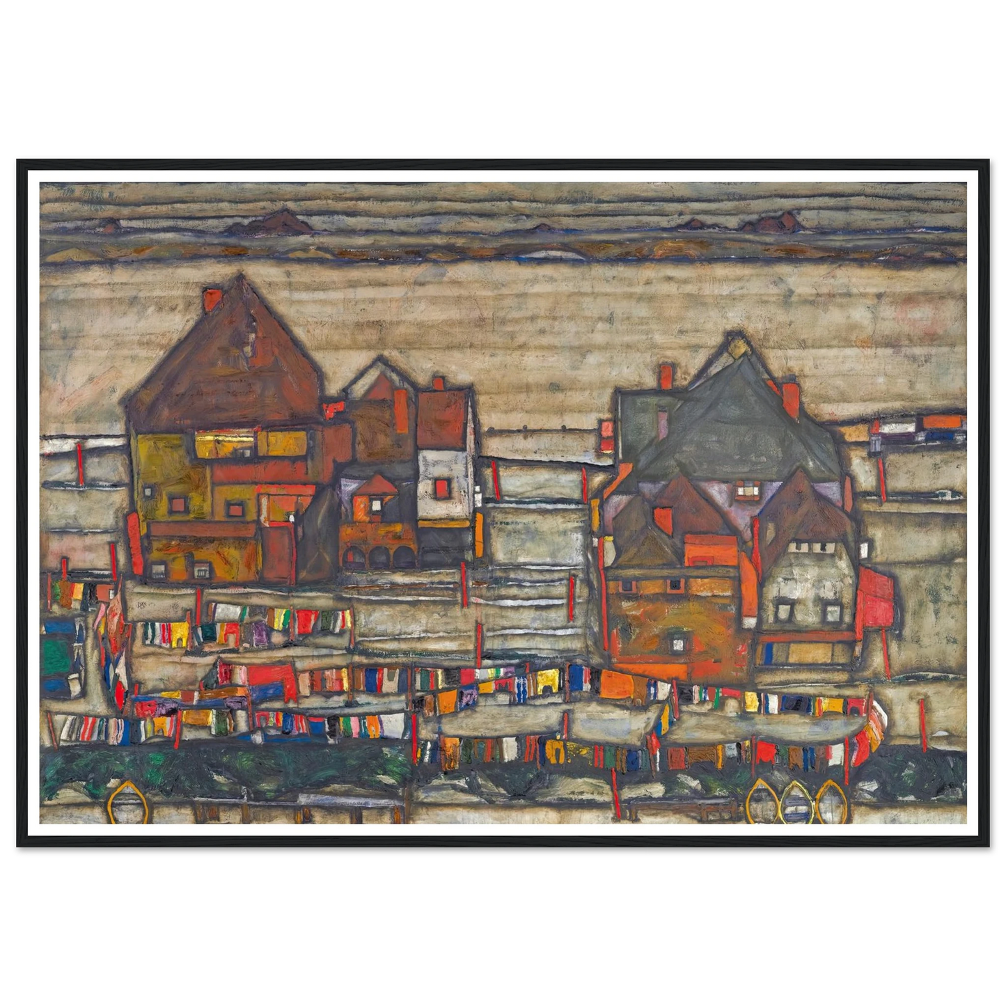 Houses With Laundry (Suburb II) (1914) Art Print | Egon Schiele-Quipham Collections