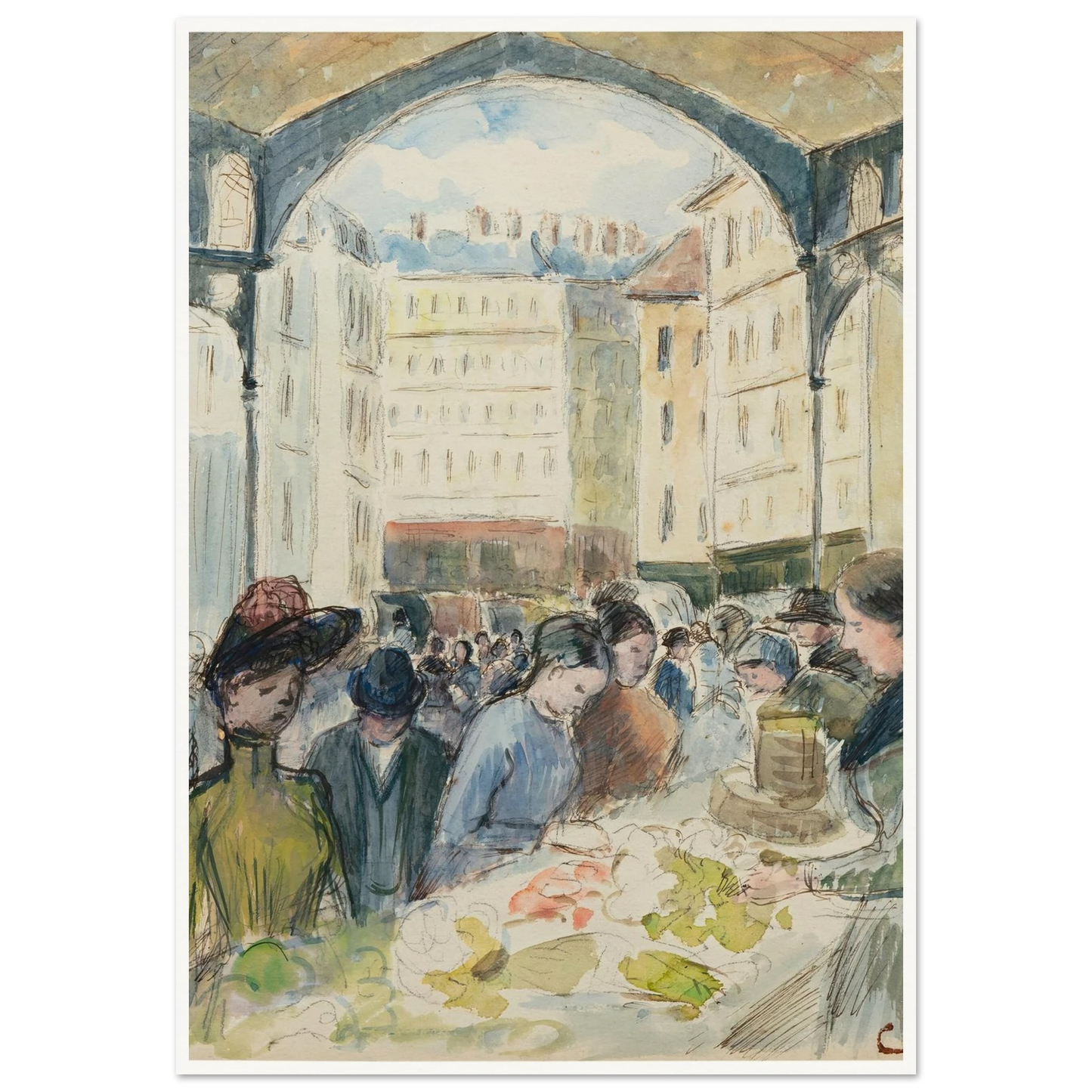 Les Halles centrales; le marché aux légumes Art Print | Camille Pissarro-Quipham Collections