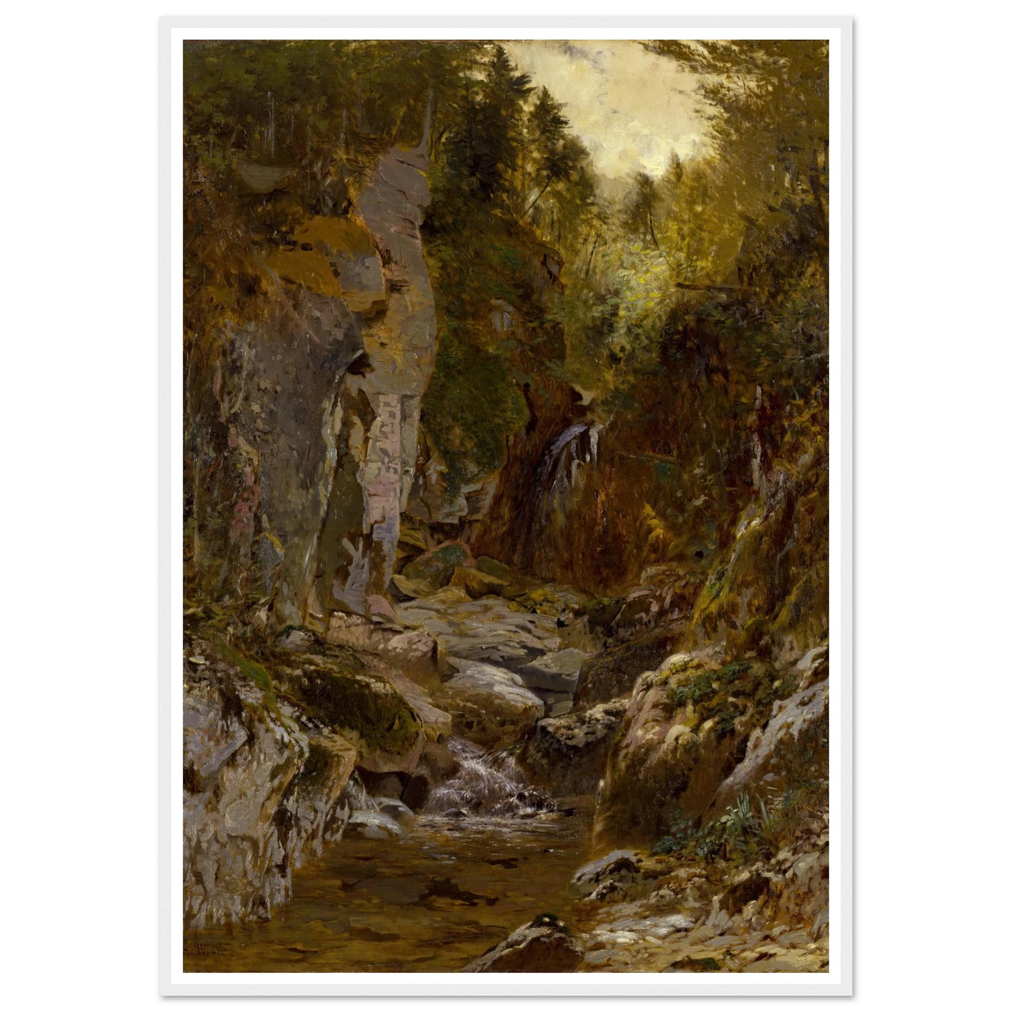 The Flume, Opalescent River, Adirondacks (ca. 1875) Art Print | Alexander Helwig Wyant-Quipham Collections