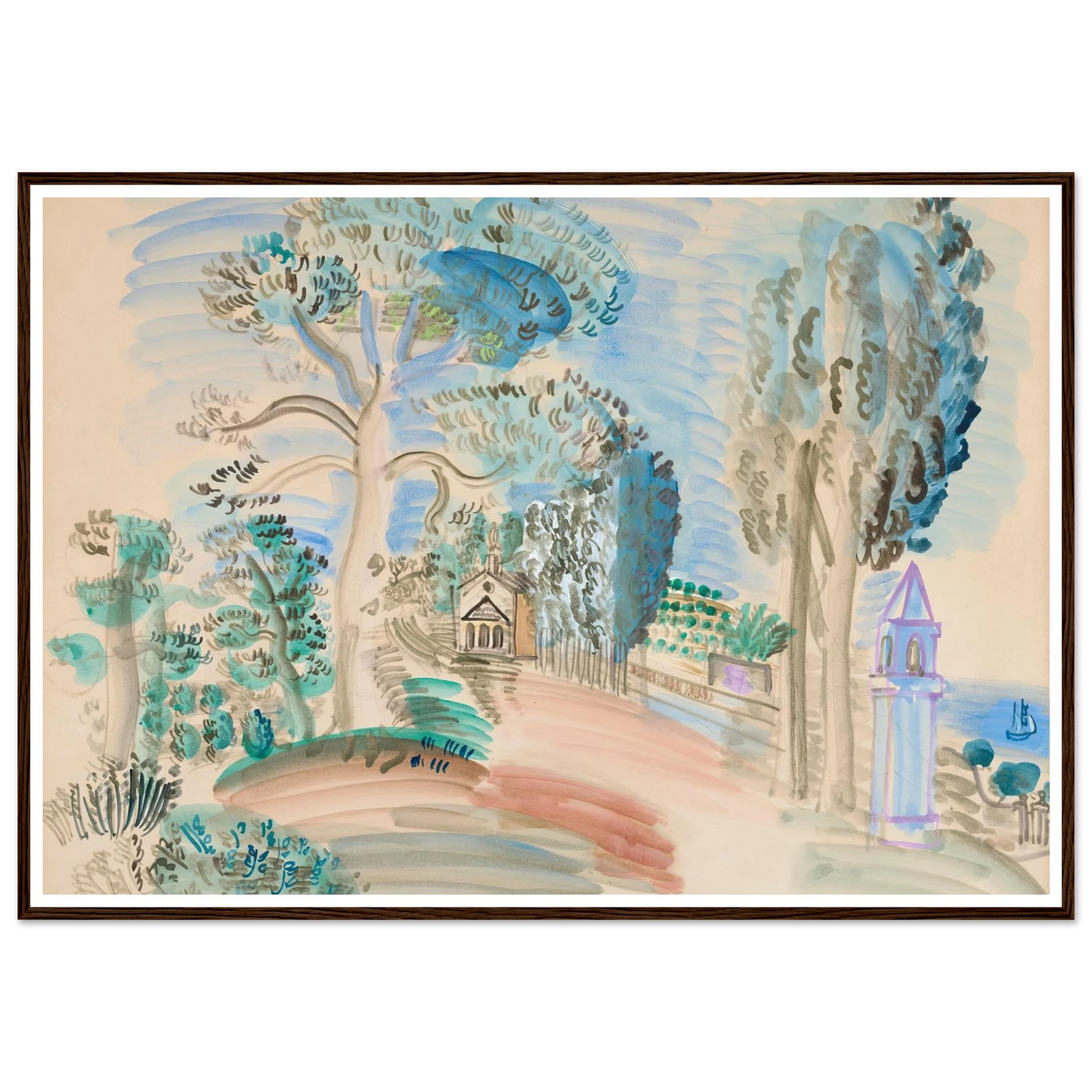 La Chapelle à Golfe Juan (circa 1923) Art Print | Raoul Dufy-Quipham Collections