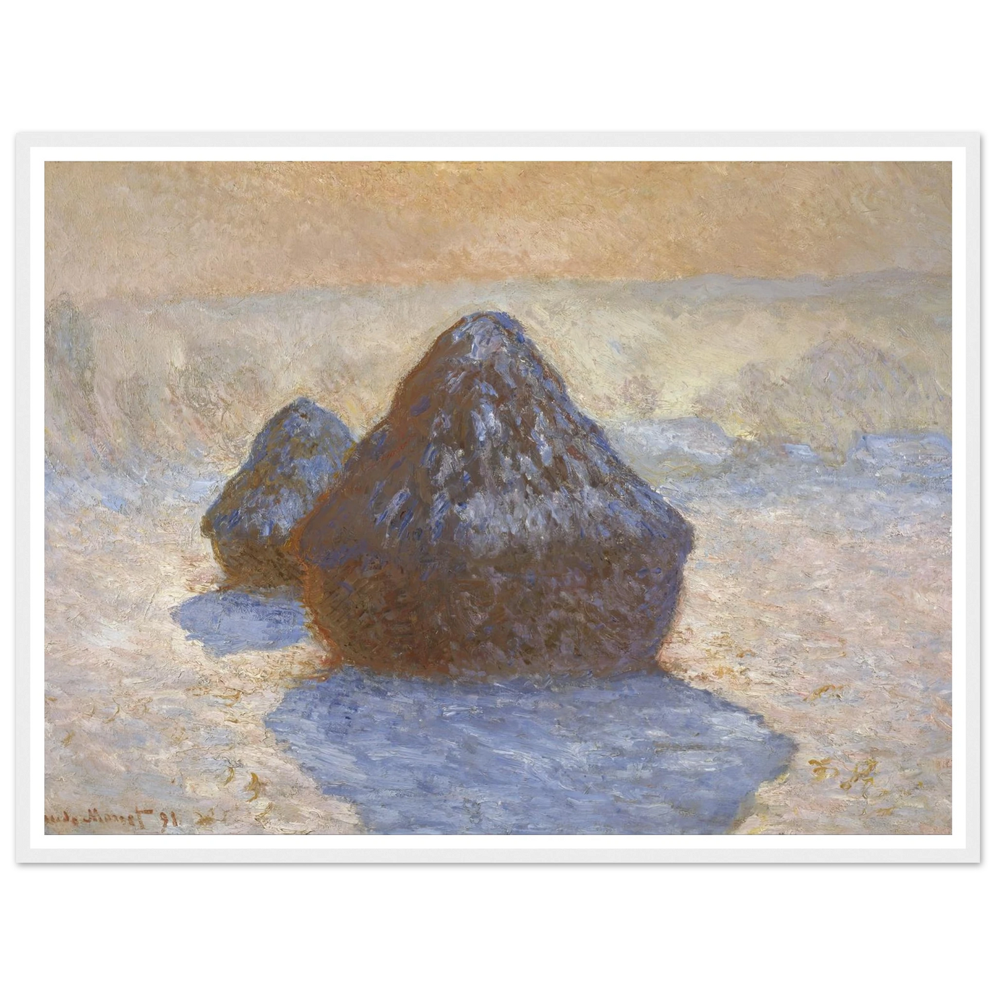 Haystacks- Snow Effect (1891) Art Print | Claude Monet-Quipham Collections