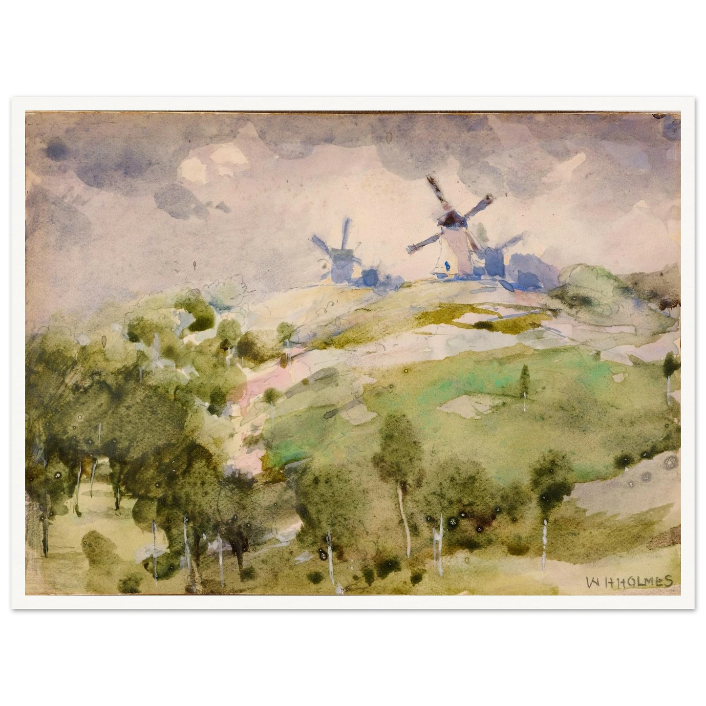 Windmills Art Print | William Henry Holmes-Quipham Collections