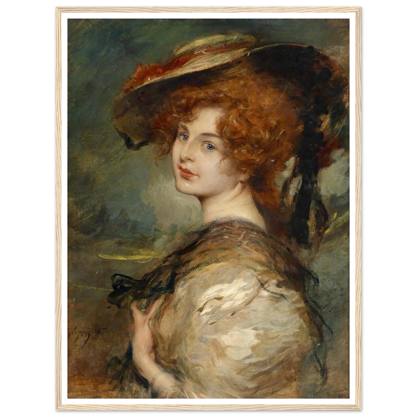 Bildnis einer Dame mit rotem Haar und Hut Art Print | Leopold Schmutzler-Quipham Collections