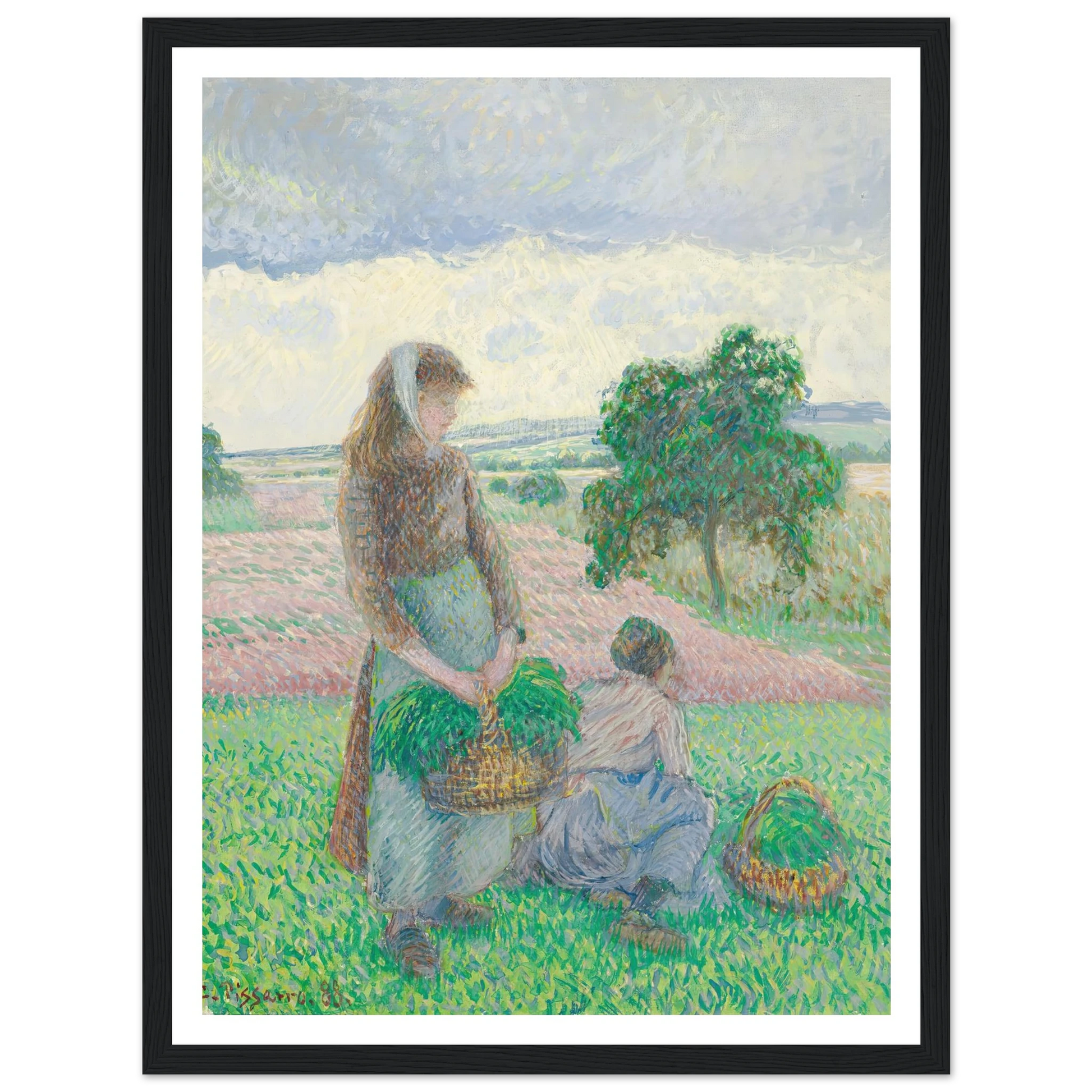Paysannes portant un panier (1888) Art Print | Camille Pissarro-Quipham Collections