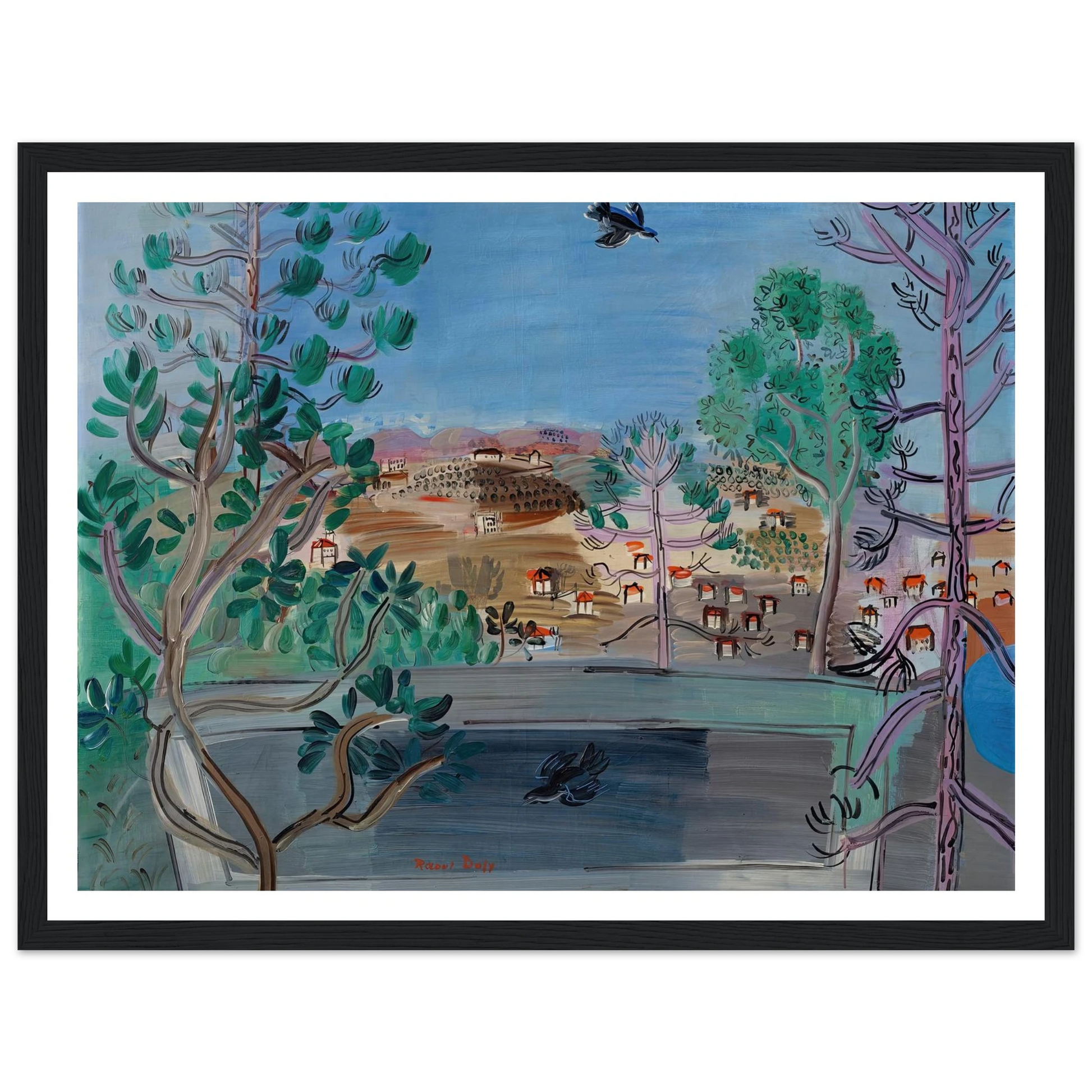 Le réservoir à Golfe-Juan, à l’oiseau (1927) Art Print | Raoul Dufy-Quipham Collections