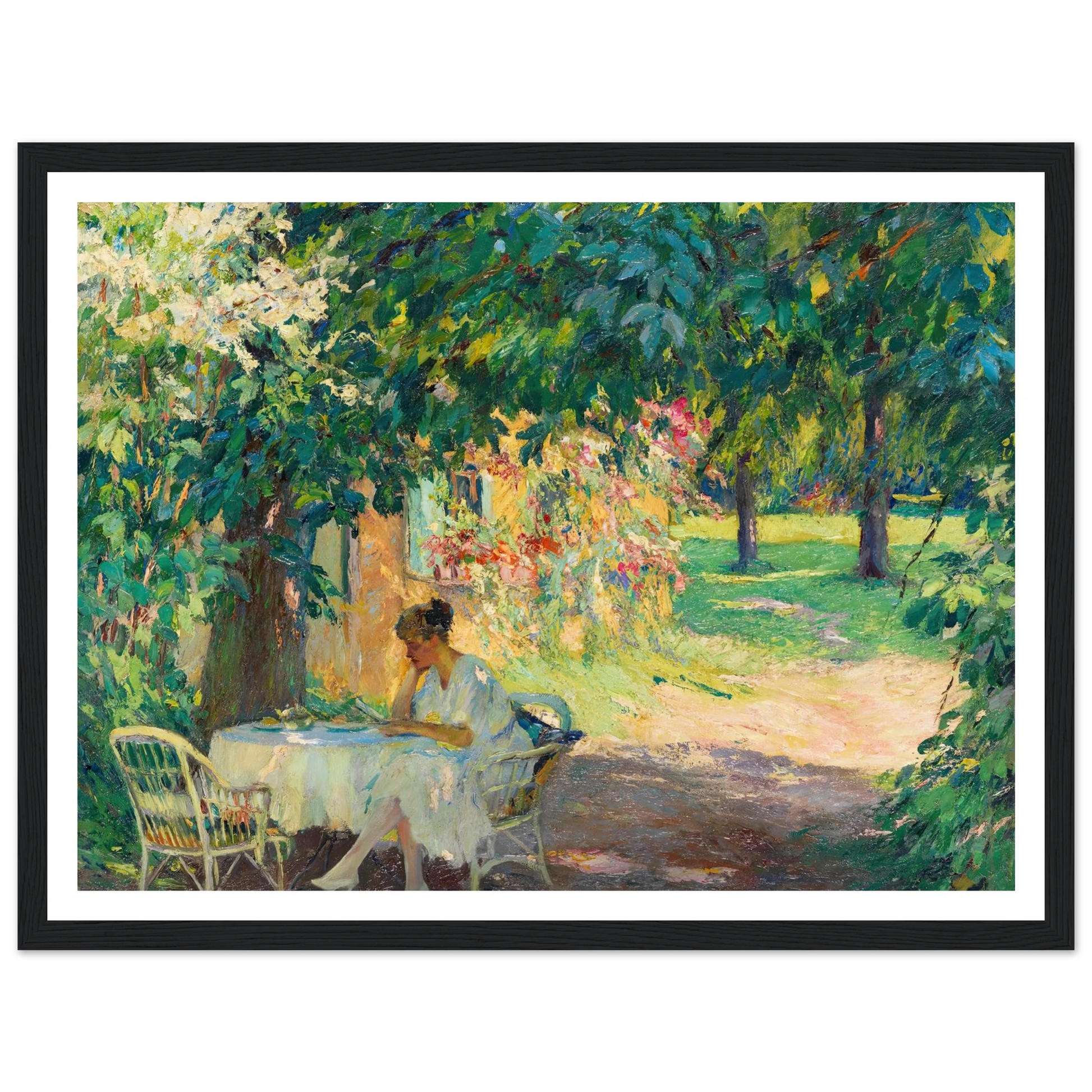 Summer in the garden of the artist’s villa on Lake Starnberg (1920) Art Print | Edward Cucue-Quipham Collections
