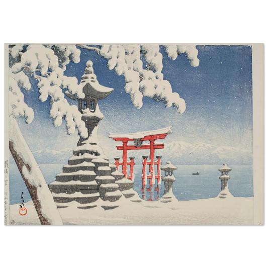 Itsukushima no yuki (Snow at Itsukushima) (1932) Art Print | Kawase Hasui-Quipham Collections
