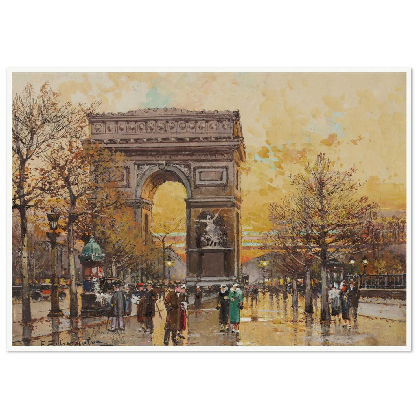 Arc de Triomphe in the Fall Art Print | Eugene Galien Laloue-Quipham Collections