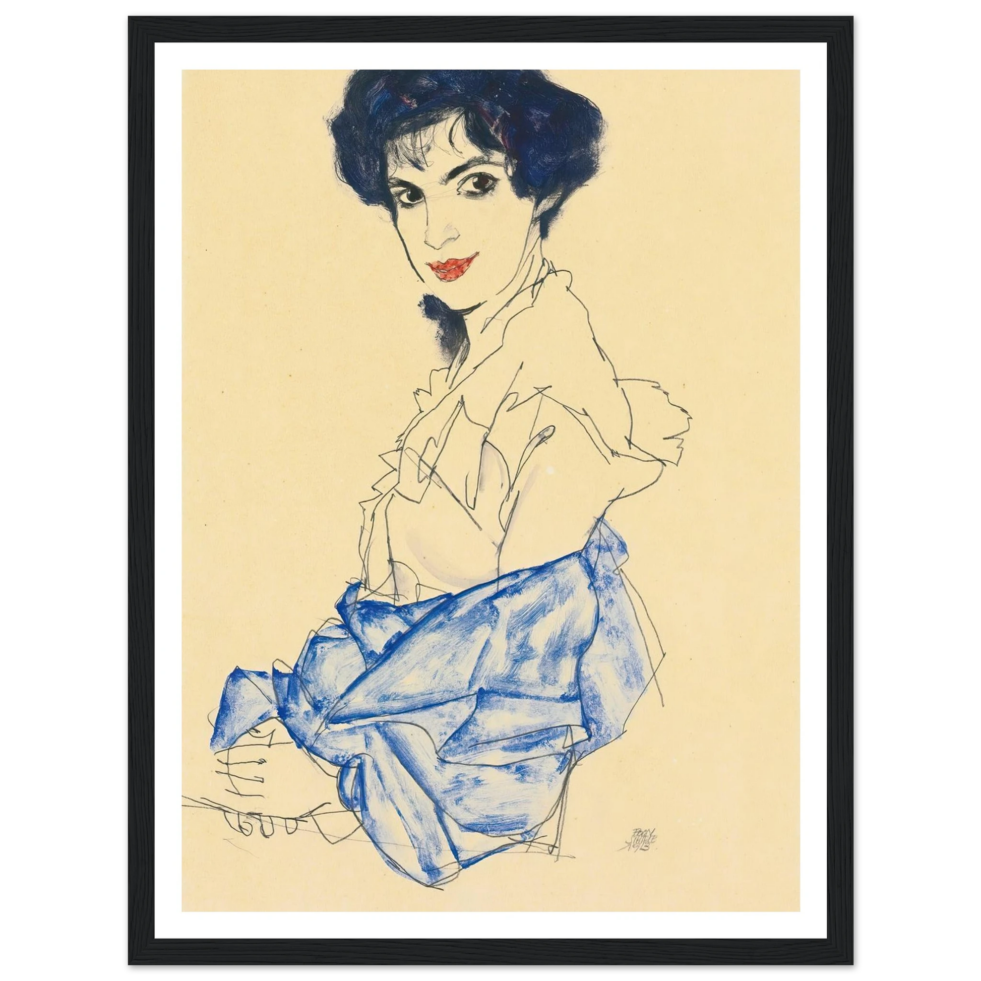 Elisabeth Lederer, Seated With Hands Folded (1913) Art Print | Egon Schiele-Quipham Collections