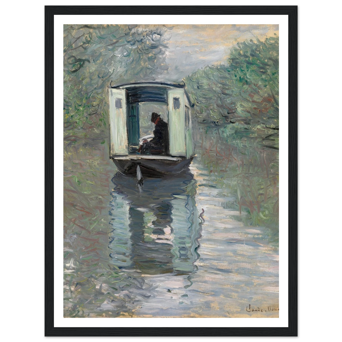 The Studio Boat (Le Bateau-atelier) (1876) Art Print | Claude Monet-Quipham Collections